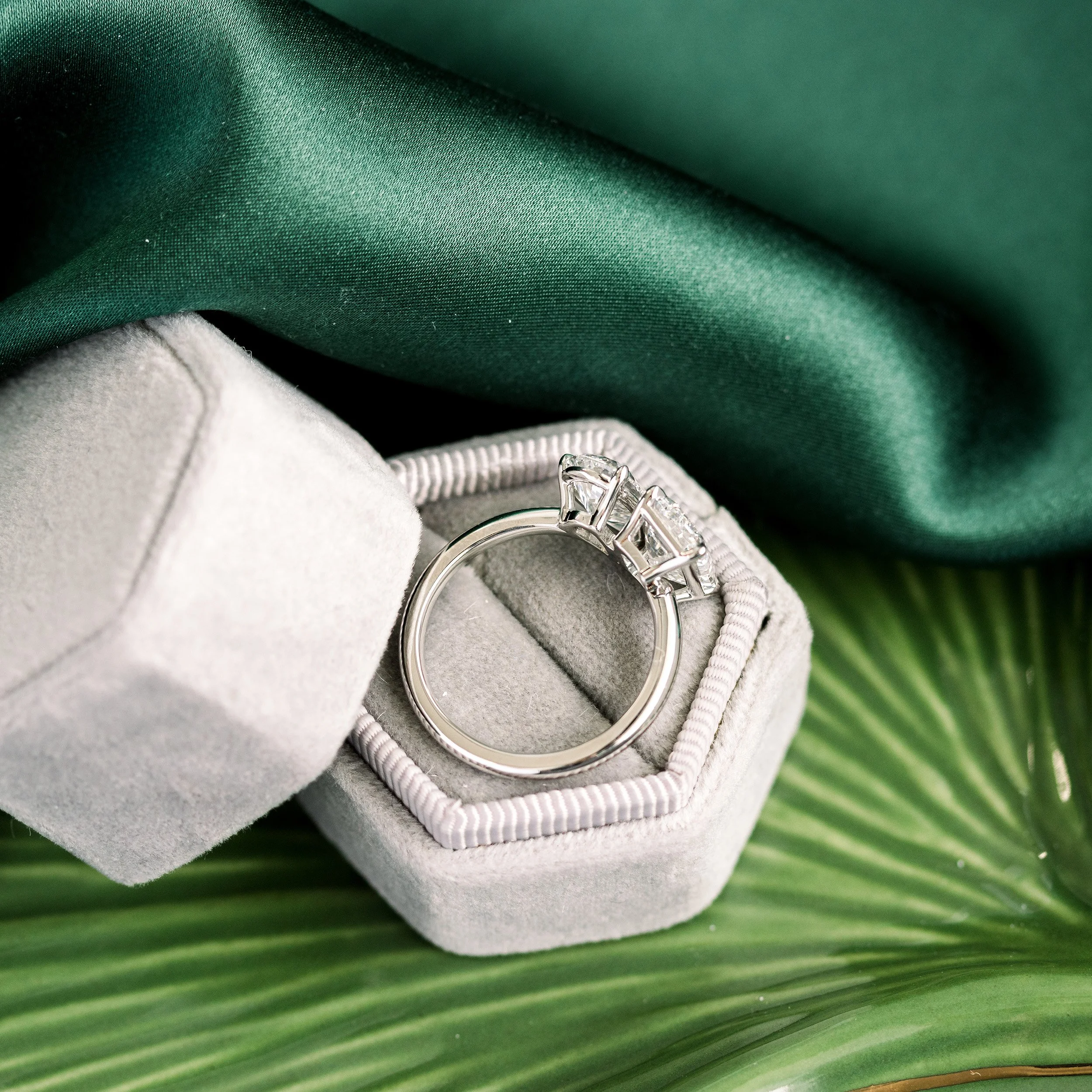 platinum toi et moi lab diamond engagement ring with 2.5ct emerald cut and 1.75ct pear ada diamonds design ad 363 profile