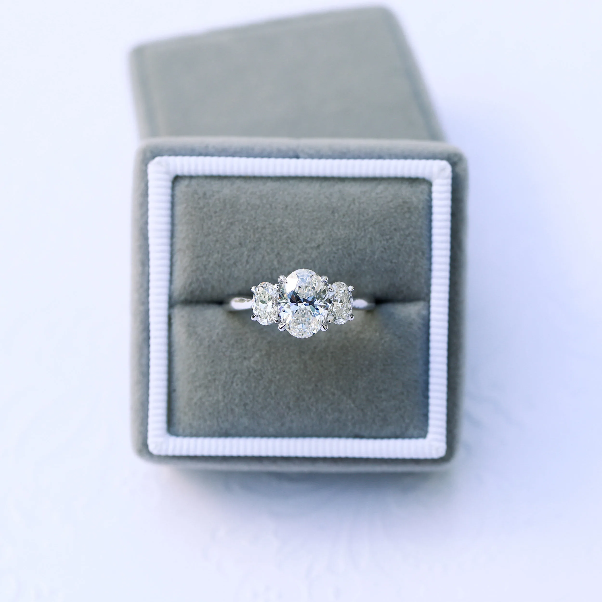 Oval Three Stone Diamond Engagement Ring