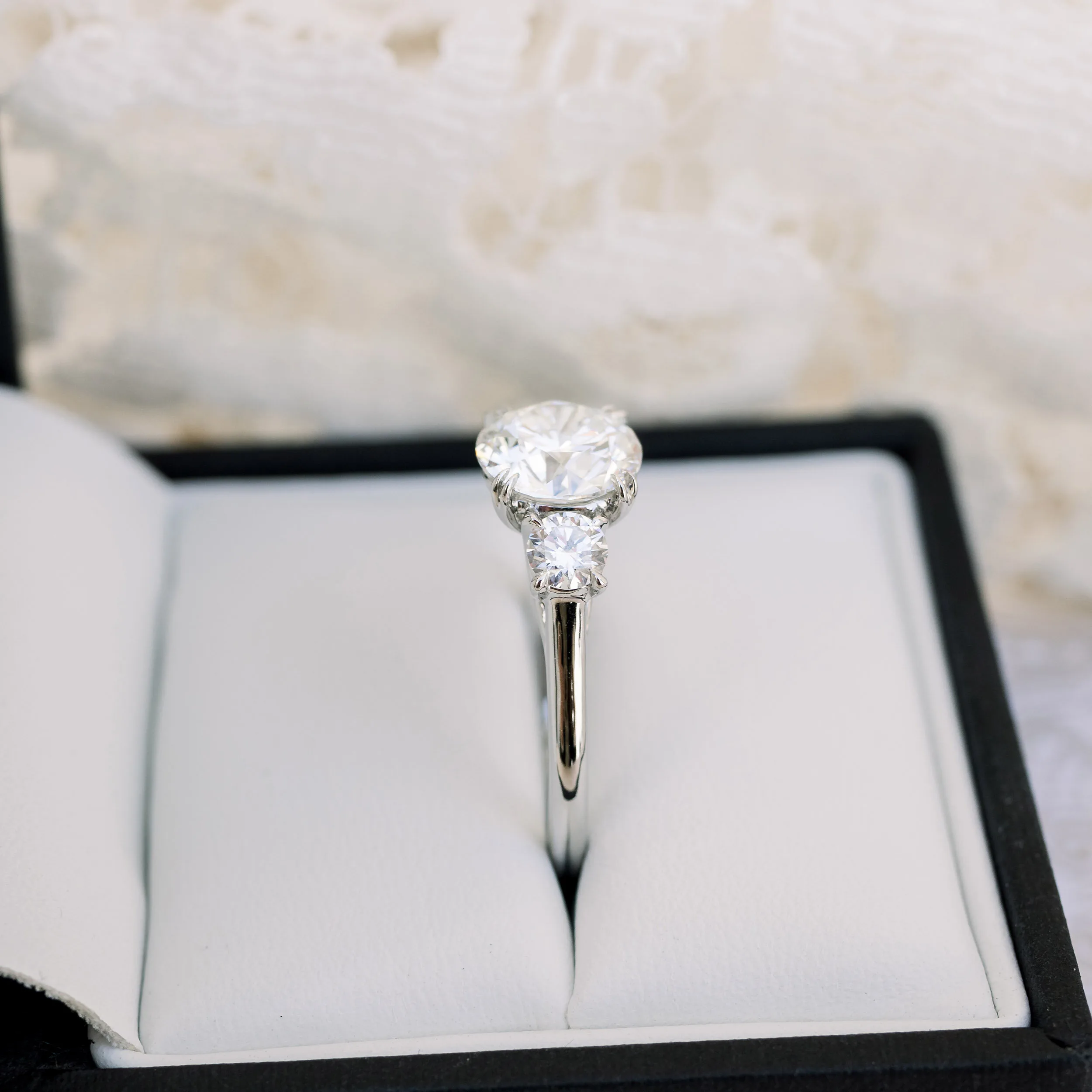 Platinum 2.25ct Round Brilliant Three Stone Engagement Ring with Lab Diamonds Ada Diamonds Design AD-070
