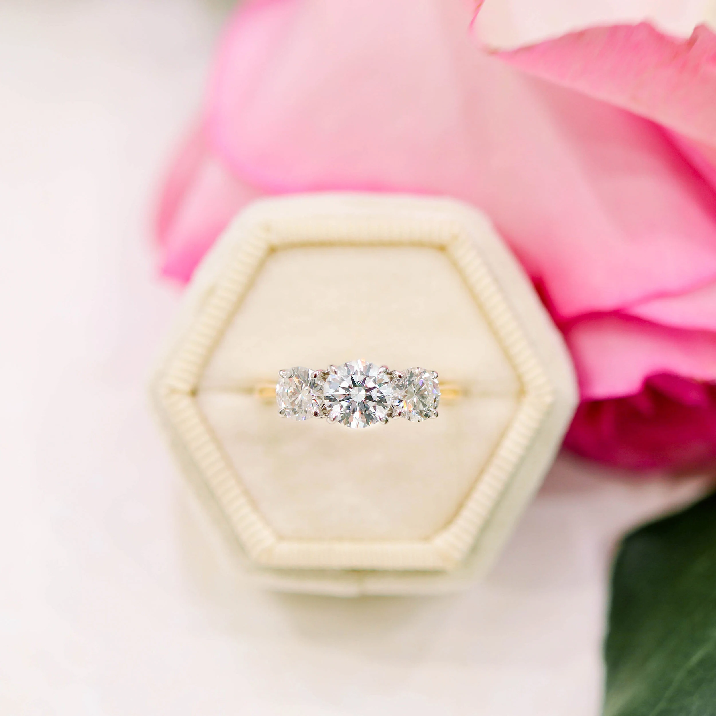 Two Tone White and Yellow Gold 1.5 Carat Round Lab Diamond Engagement Ring Ada Diamonds Design AD-070 Artistic Image
