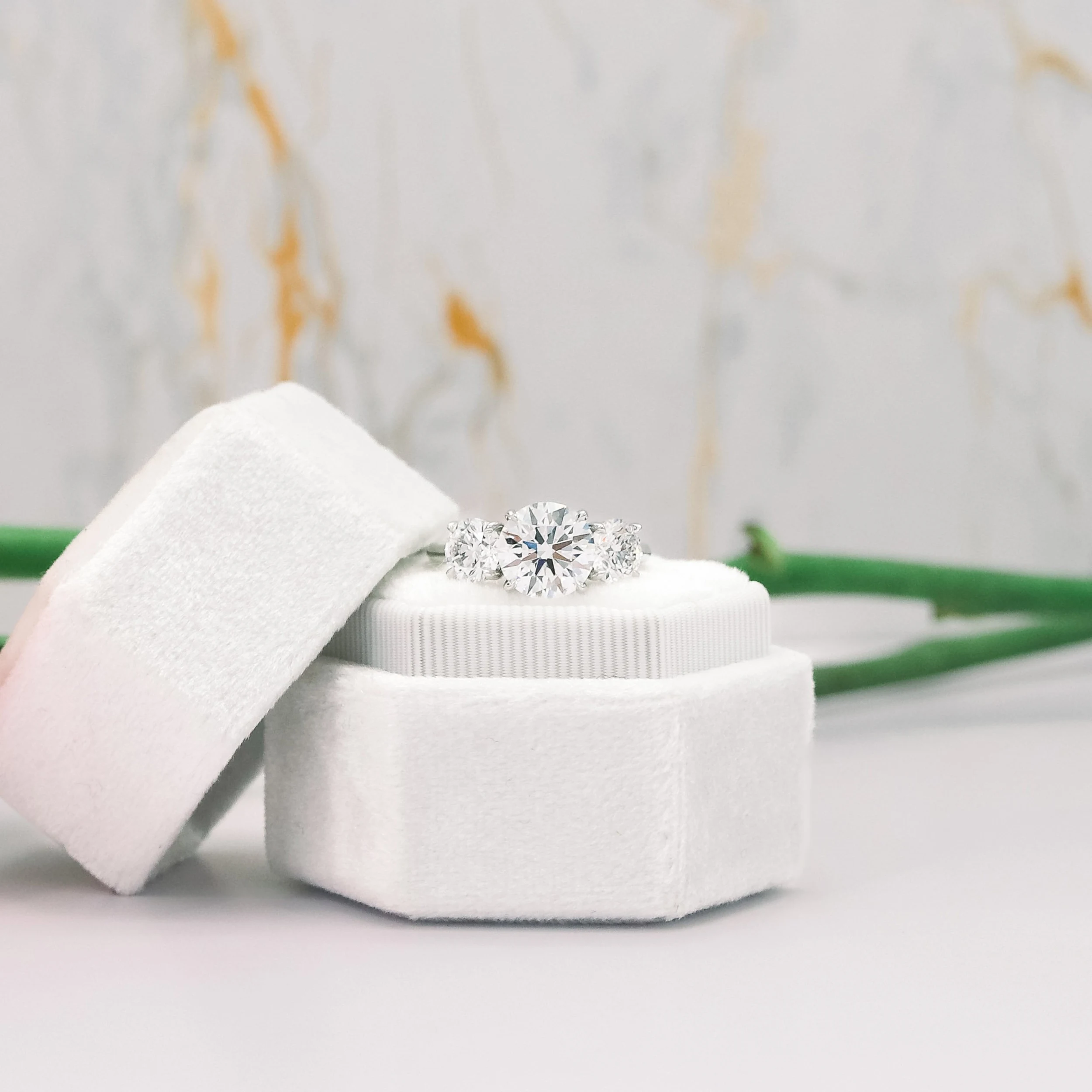 platinum four carat round three stone lab diamond engagement ring ada diamonds design ad 070