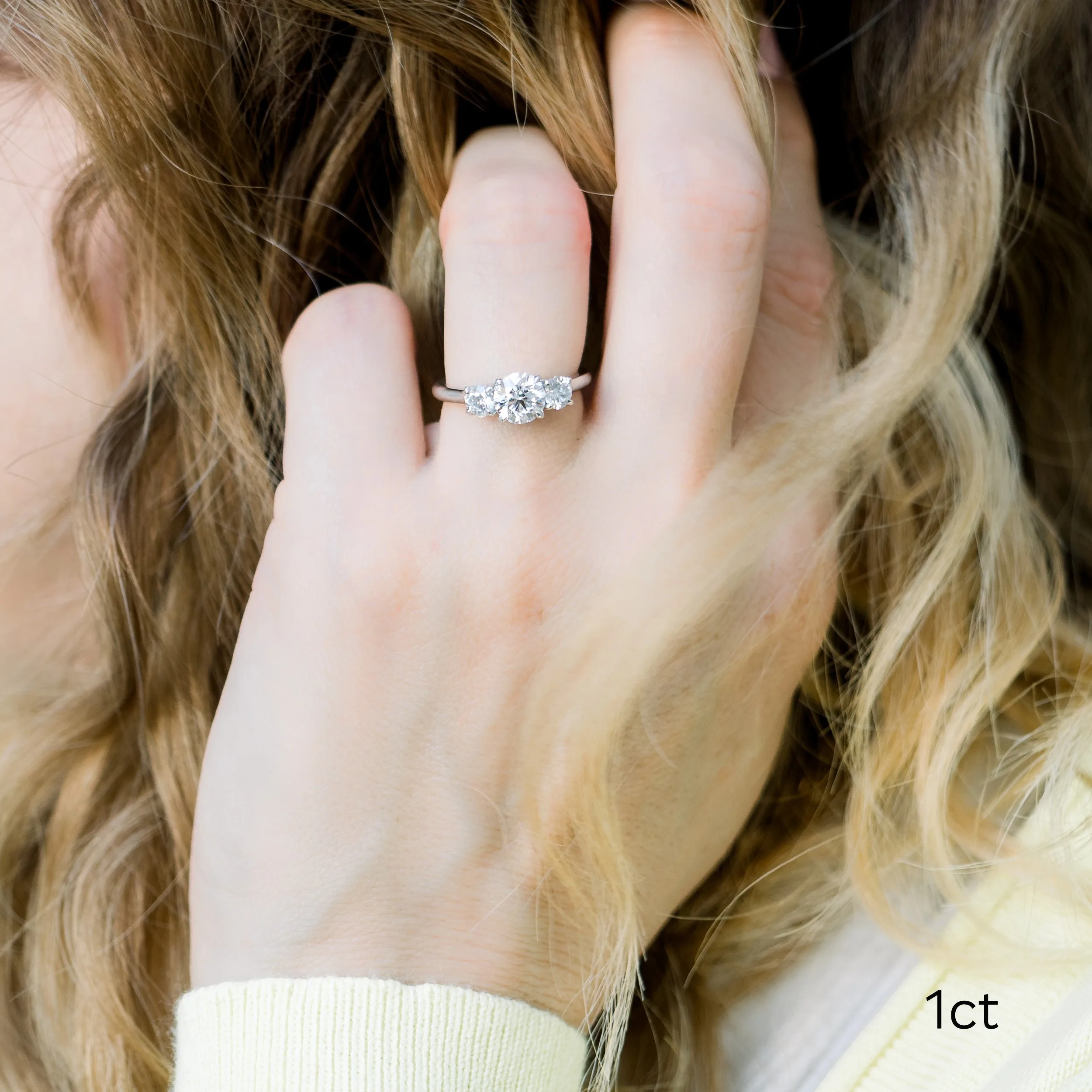 platinum 1 ct round three stone lab diamond trellis engagement ring ada diamonds design ad 070