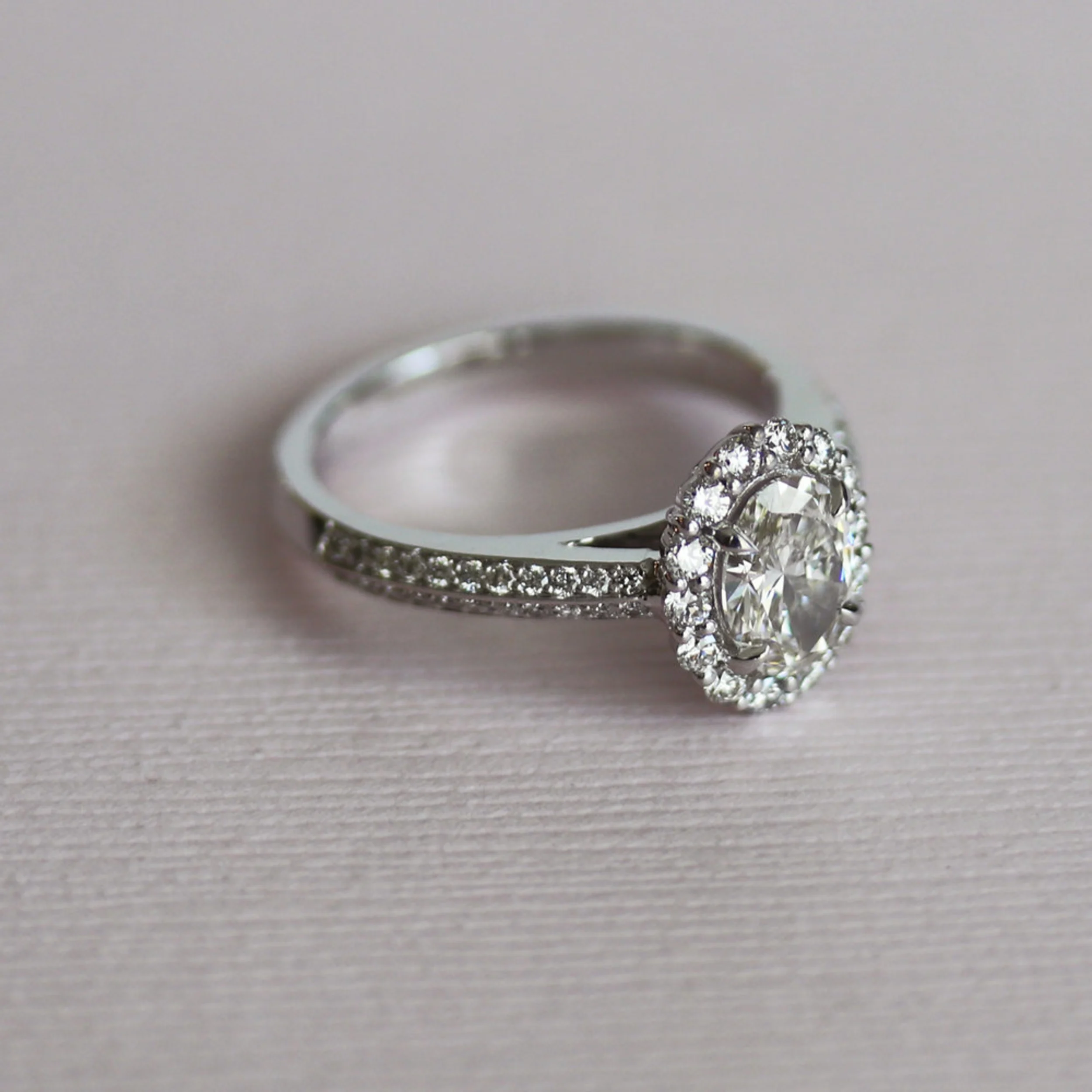 Classic Royal Halo Pave Lab Created Diamond Engagement Ring Setting Design-116