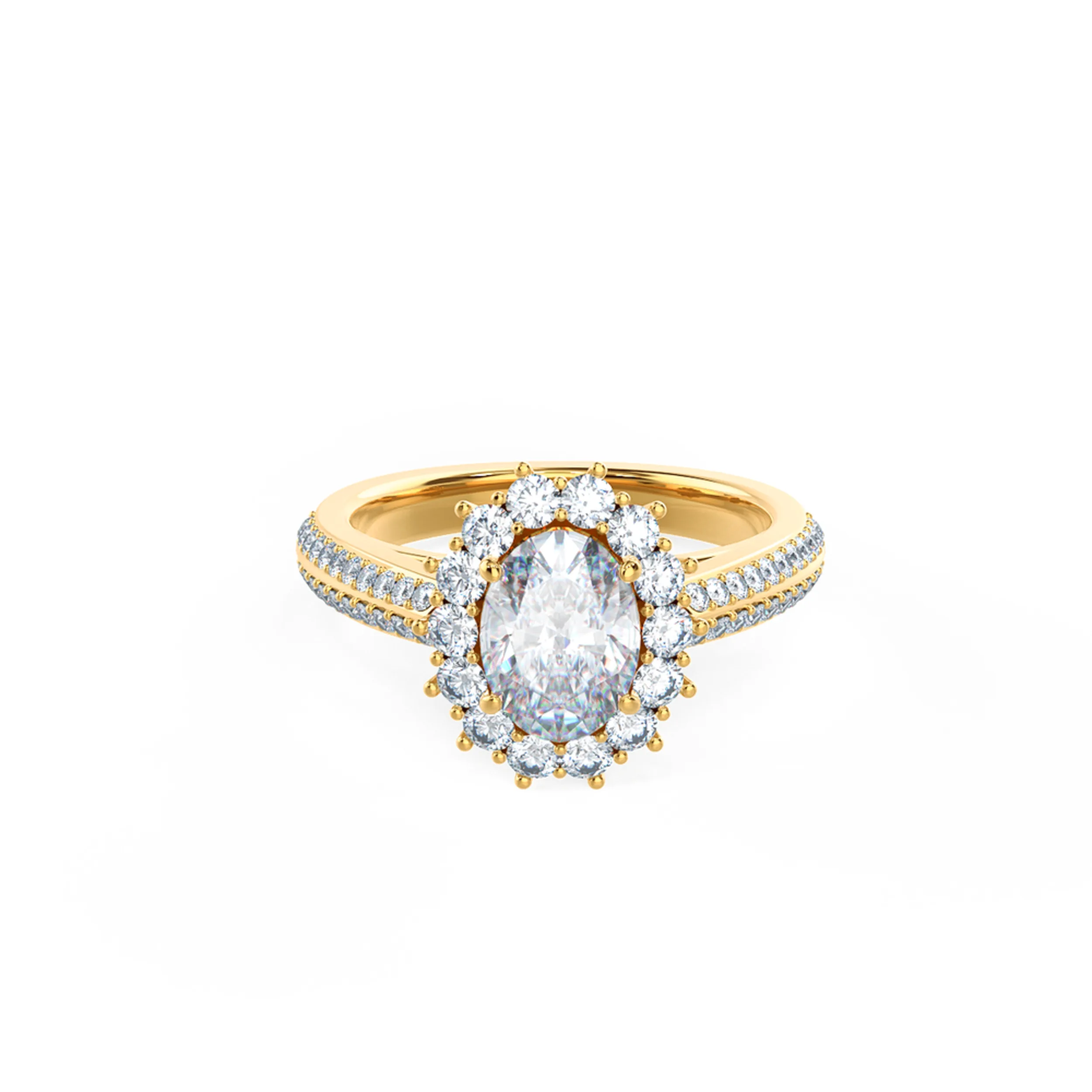 Classic Royal Halo Lab Created Diamond Engagement Ring in Yellow Gold Design-116