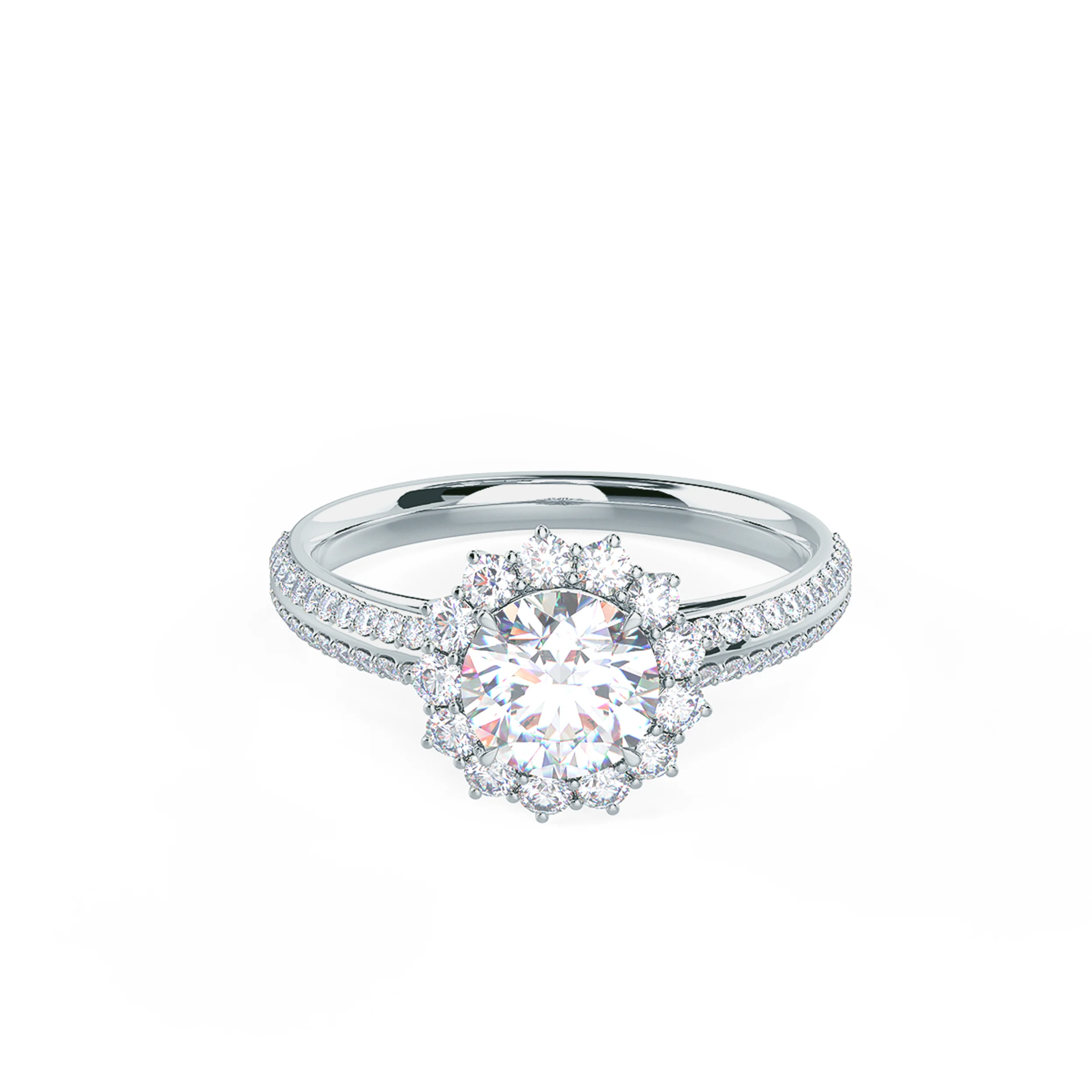 Classic Royal Setting Lab Diamond Engagement Ring Rendering In Front View AD116