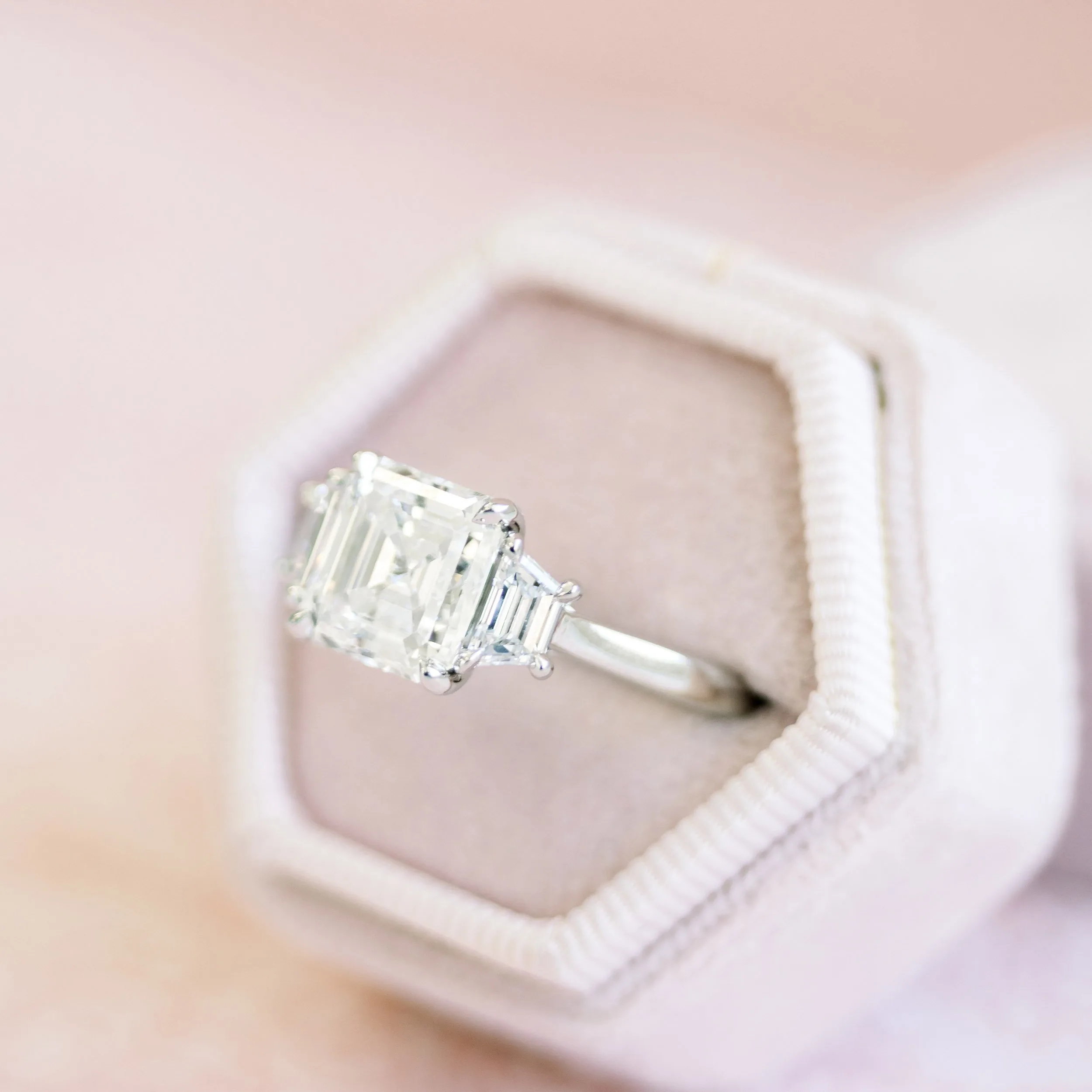 18k white gold 3.5 carat asscher cut lab diamond with trapezoids ada diamonds design ad 494 profile