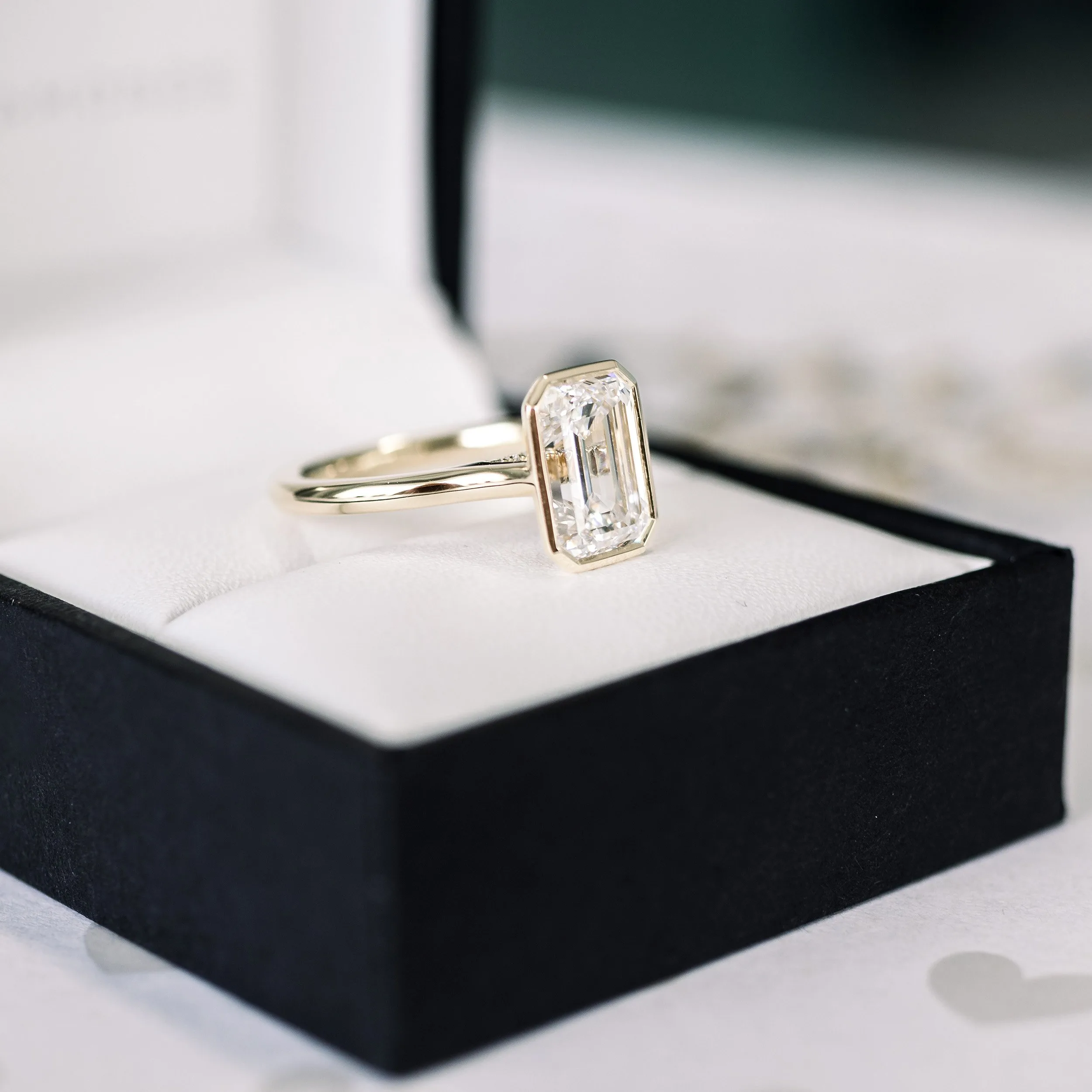 14k gold 2.25ct emerald cut lab diamond bezel solitaire engagement ring ada diamonds design ad 148 macro