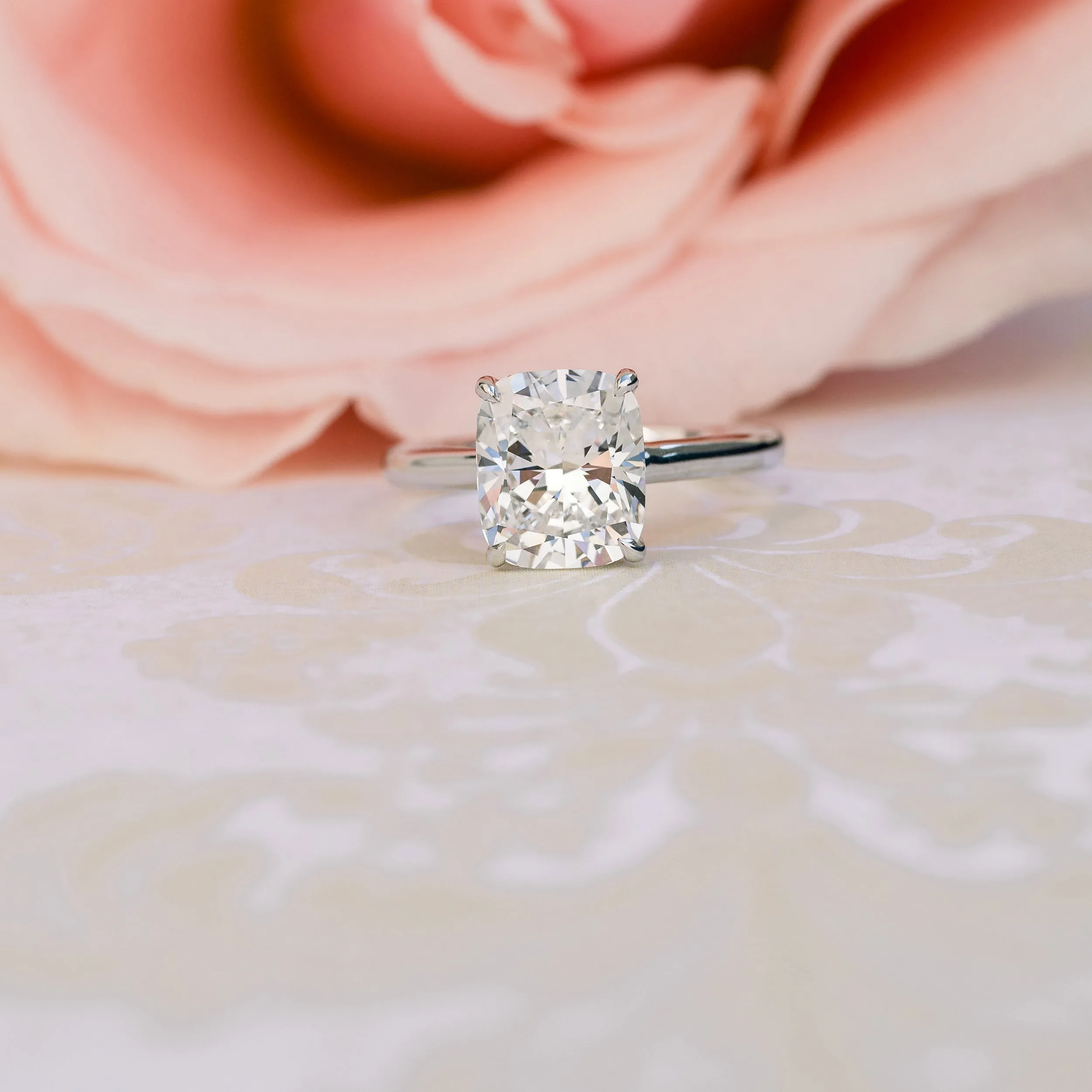 cushion cut lab diamond engagement ring solitaire