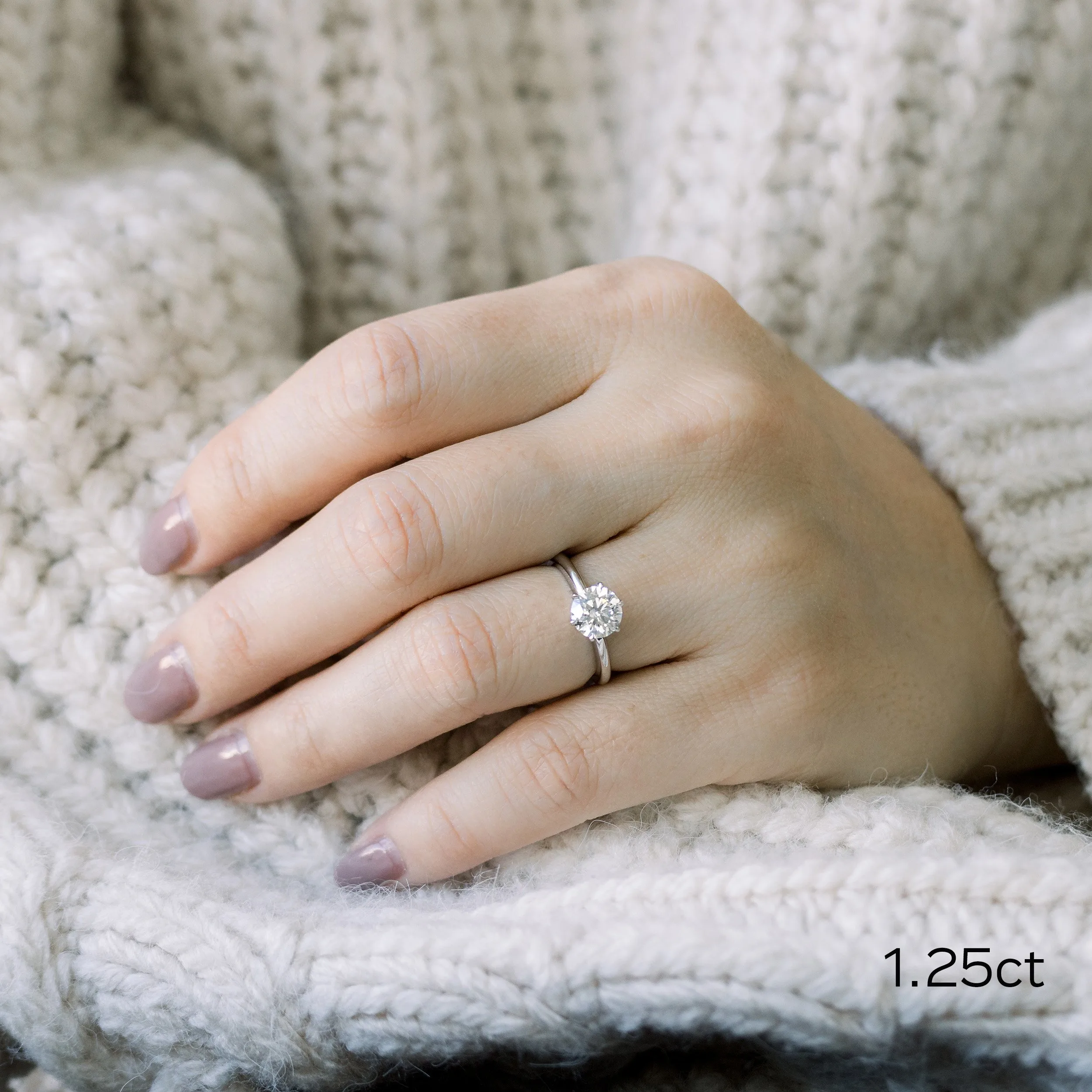 platinum 1.25ct round six prong lab diamond solitaire engagement ring ada diamonds design ad 067 on model