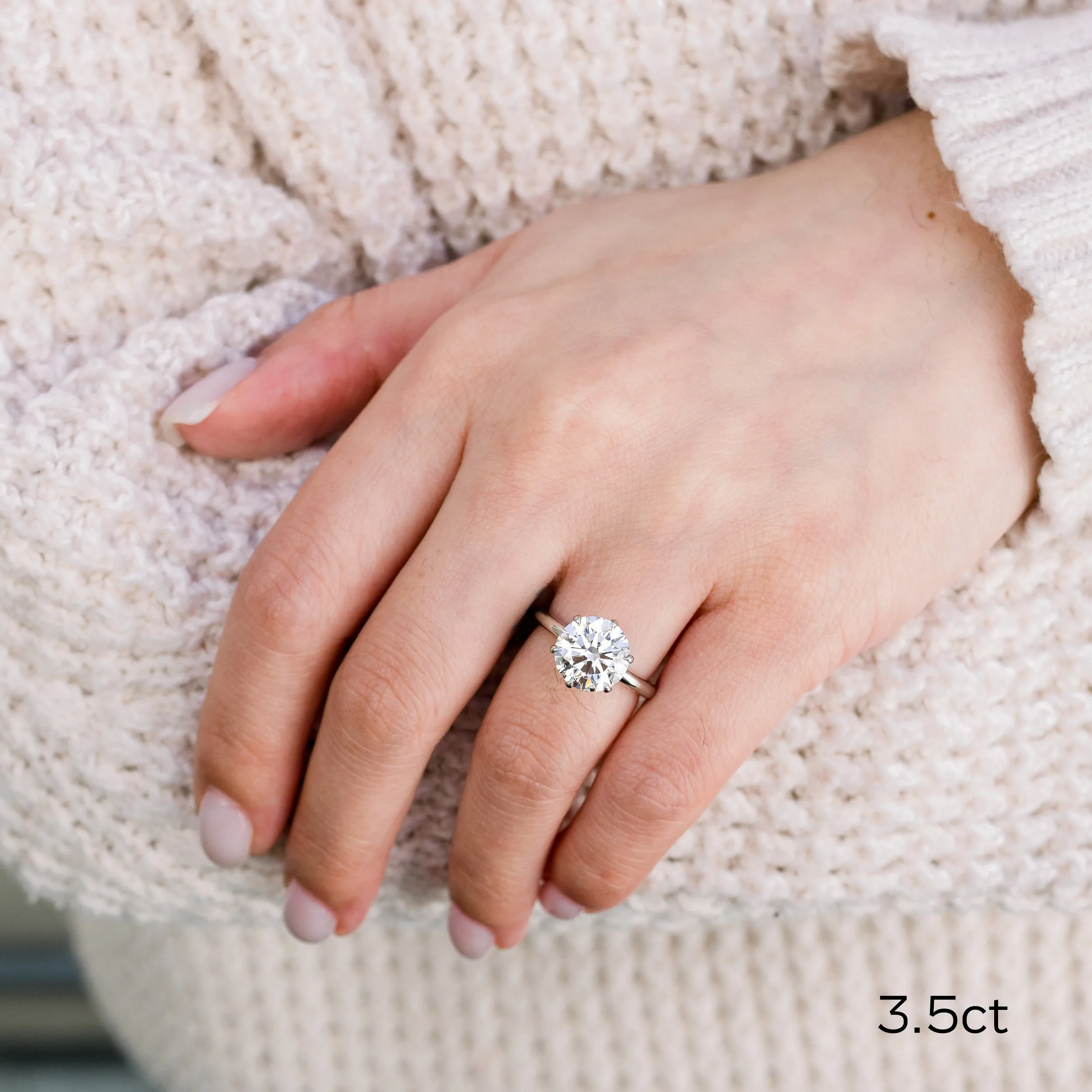 platinum round 3.5ct six prong solitaire engagement ring ada diamonds design ad 067 on model