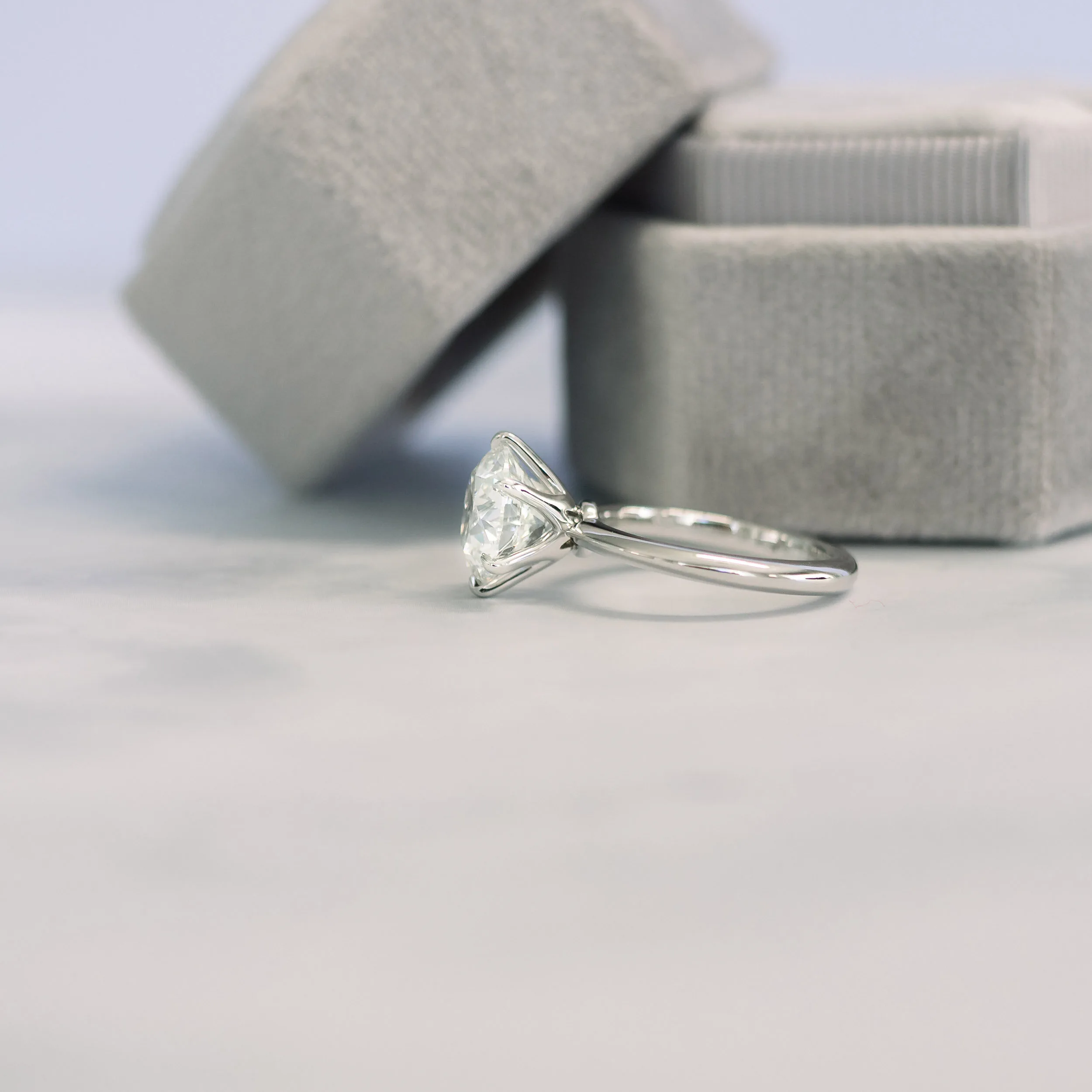 lab diamond engagement ring with knife edge band