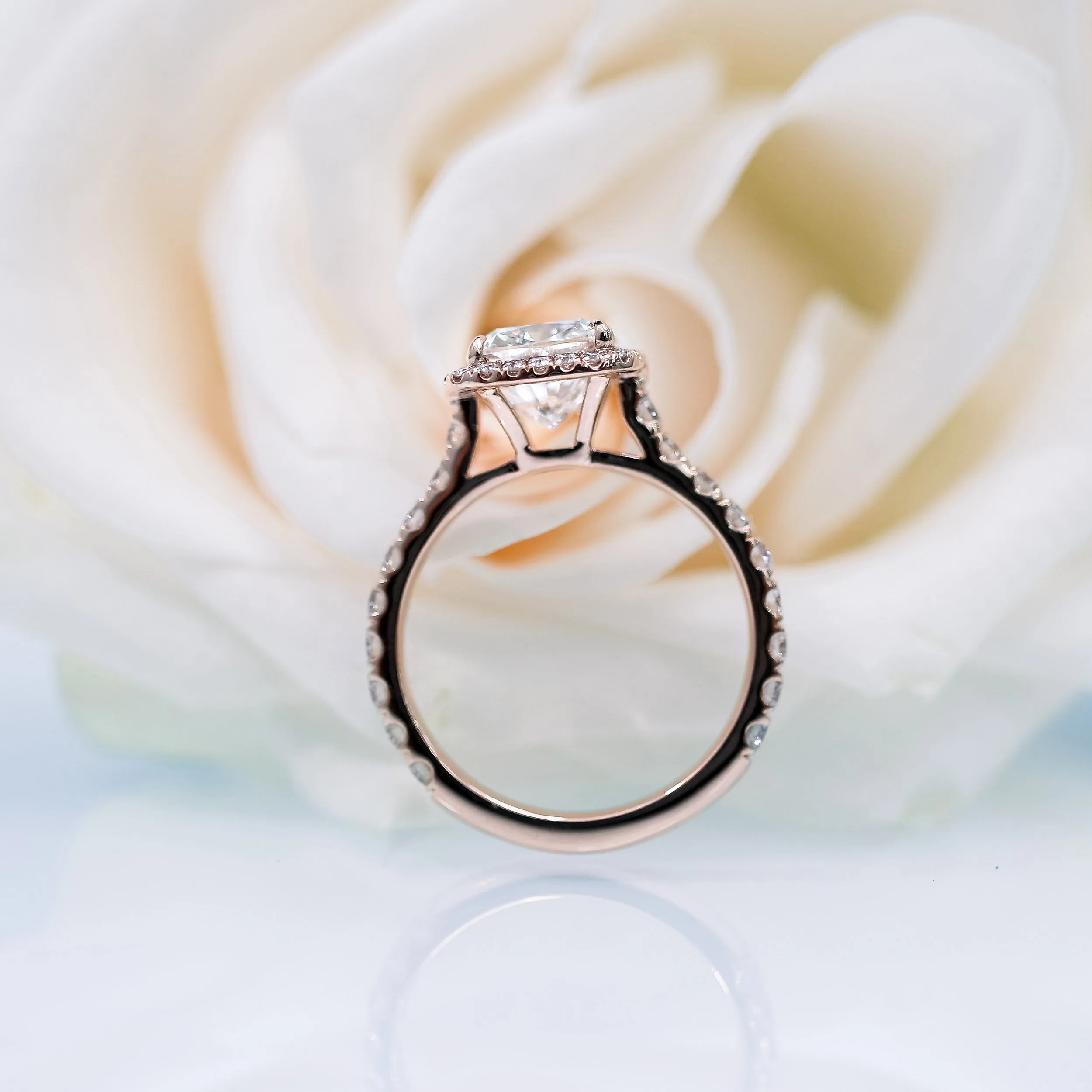lab created halo engagement ring