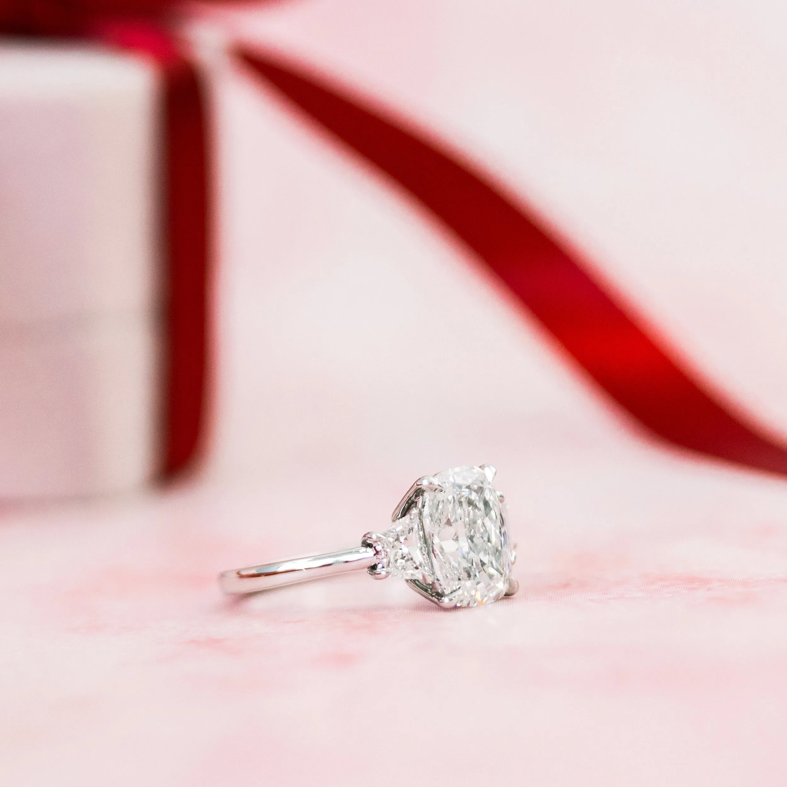 platinum 3 carat cushion cut and trapezoid lab diamond engagement ring ada diamonds design ad 475 macro