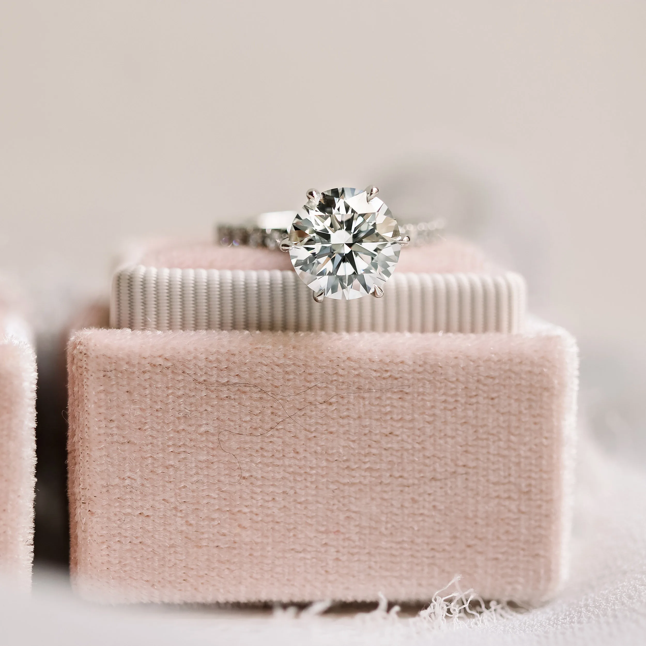lab created six prong pave engagement ring