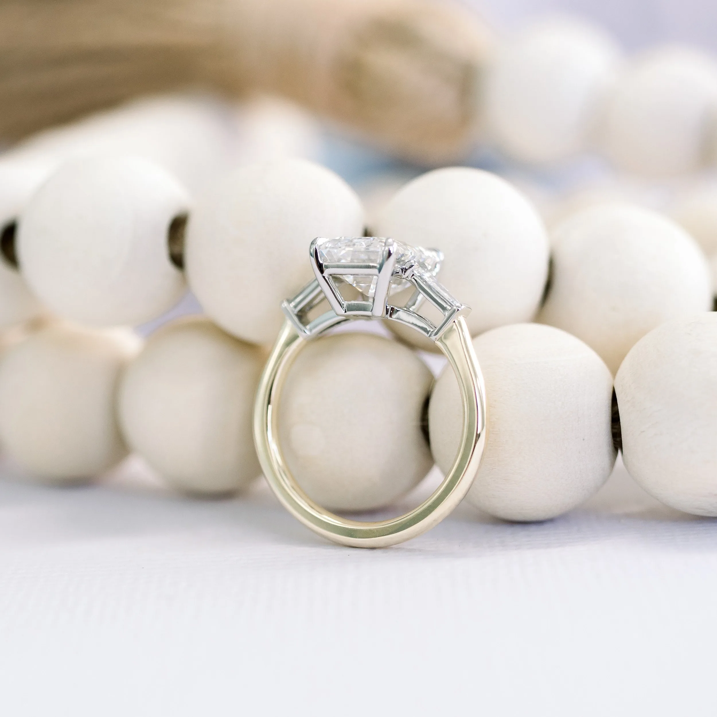 yellow gold and platinum 3ct emerald and baguette three stone lab diamond engagement ring ada diamonds design ad 464 profile