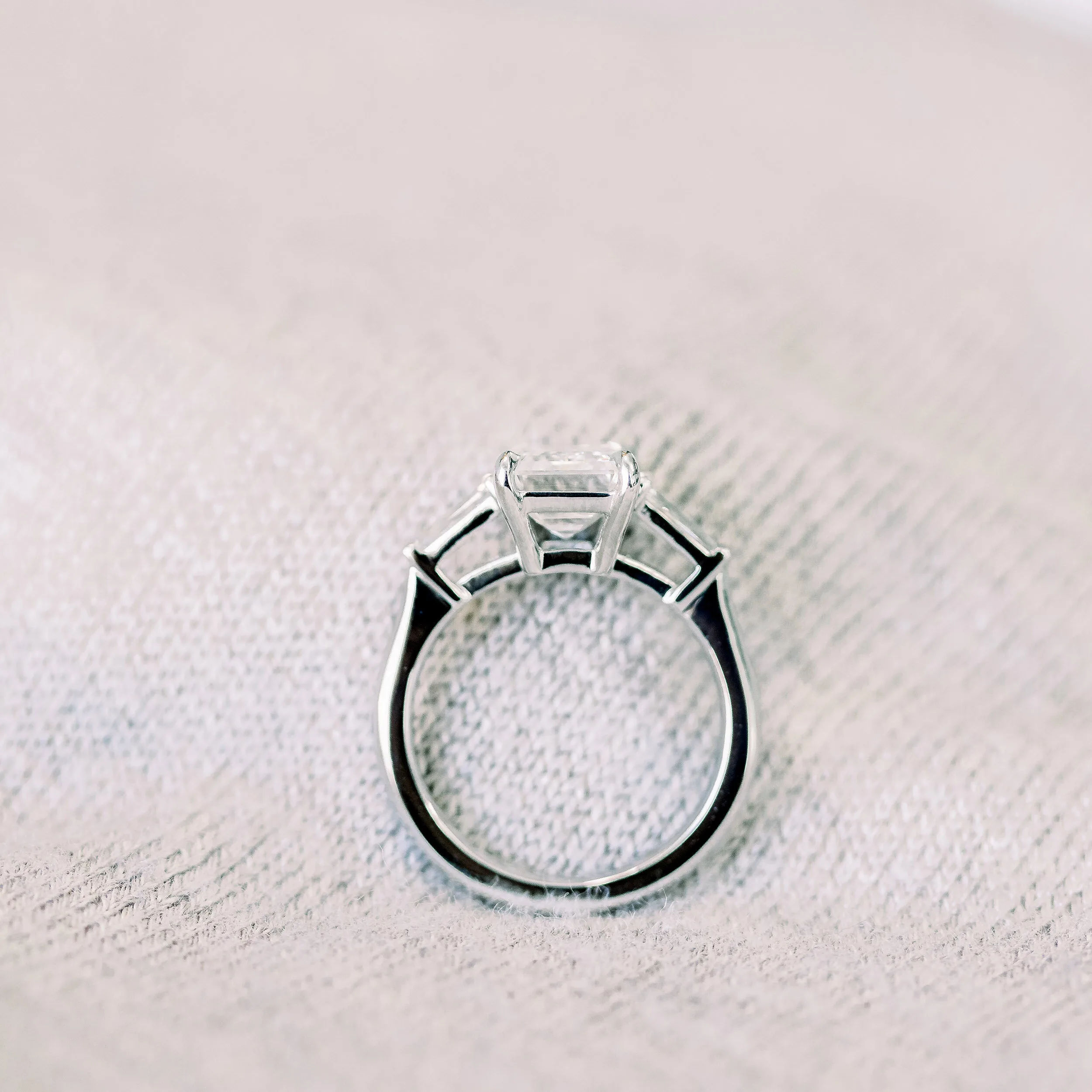 three stone lab diamond engagement ring