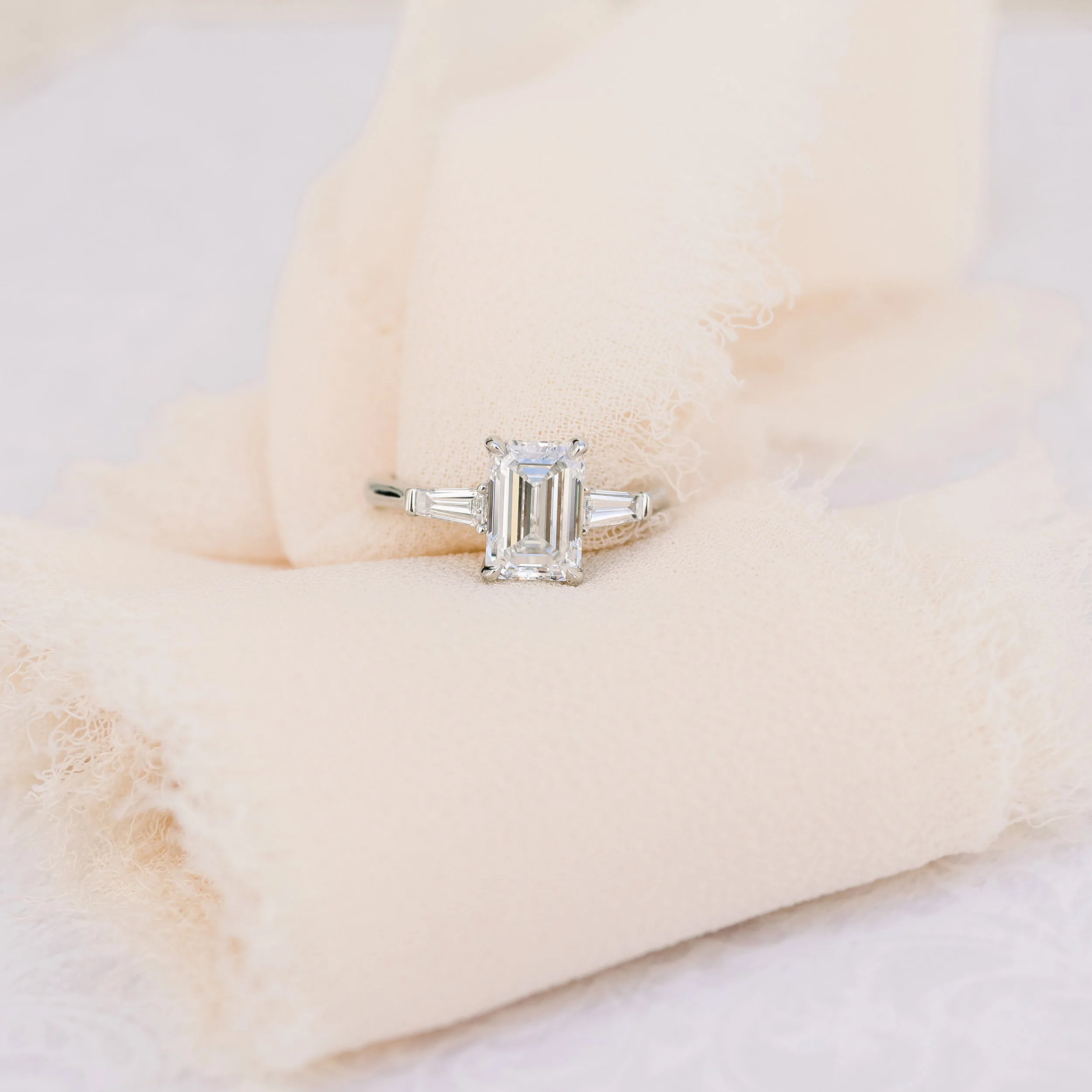 custom three stone lab diamond wedding ring