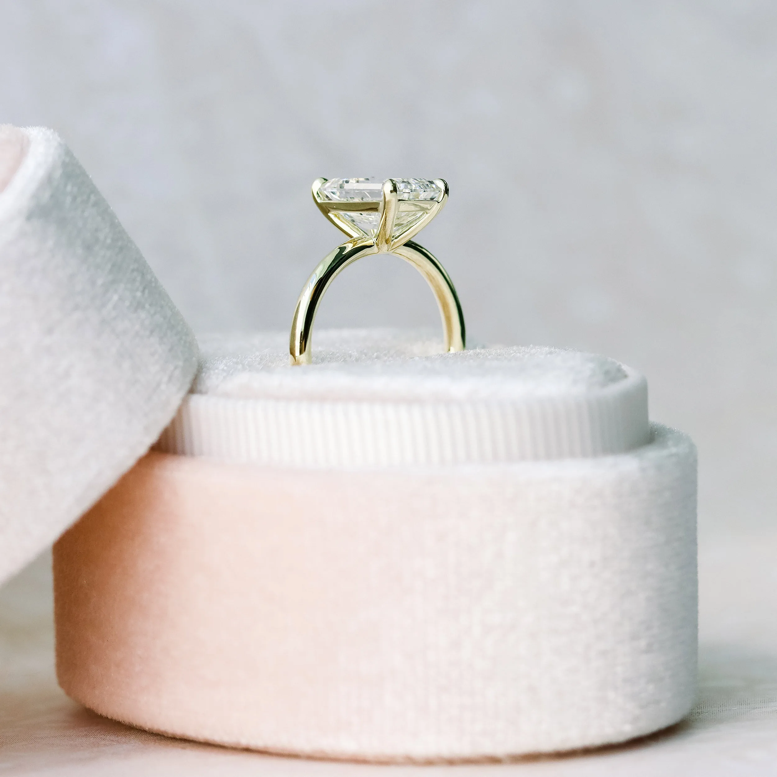 14k Yellow Gold 1ct Emerald Cut Lab Diamond Solitaire Engagement Ring Ada Diamonds Design AD-235 Profile