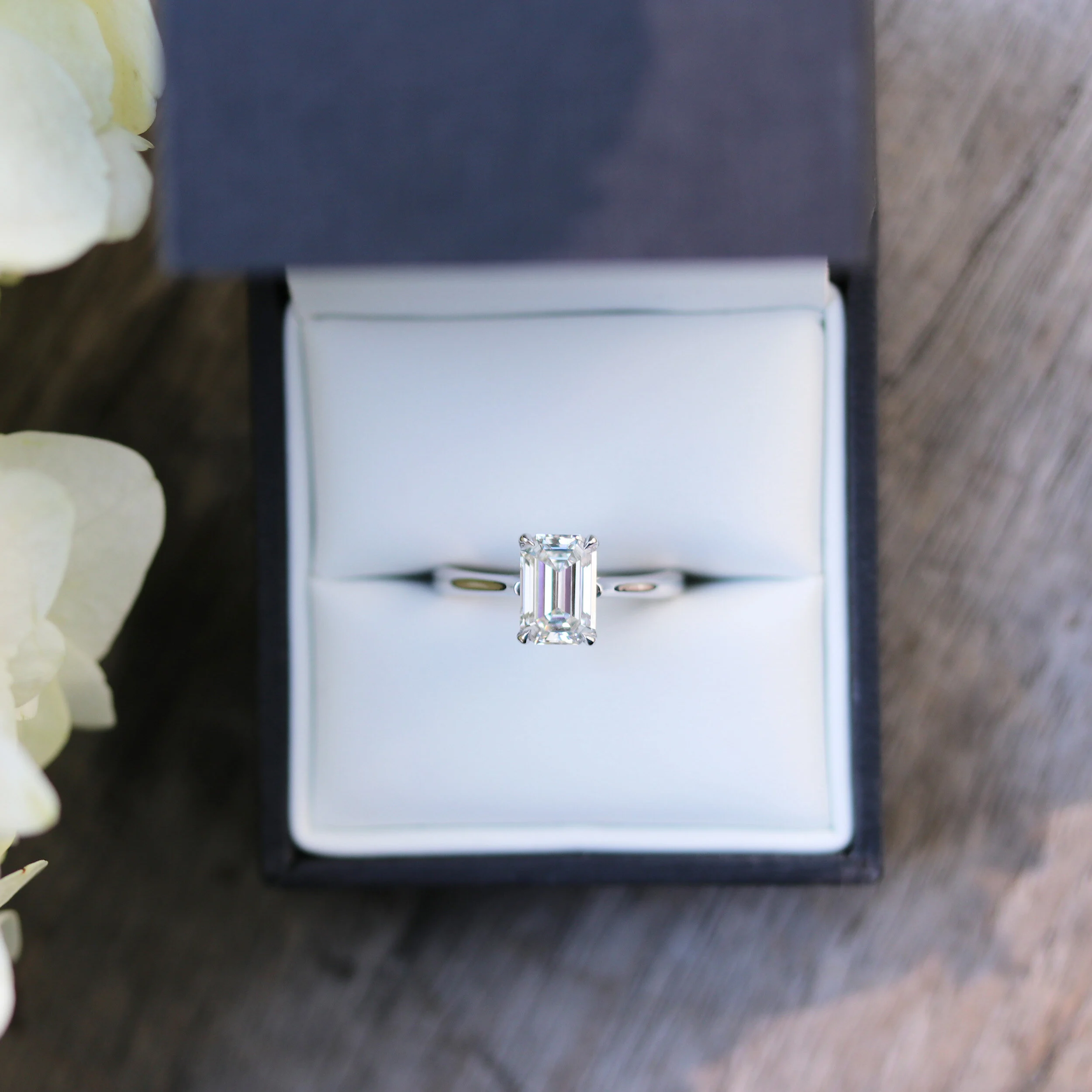 Platinum 1.5ct Emerald Cut Lab Diamond Trellis Solitaire Engagement Ring Ada Diamonds Design AD-330 Artistic