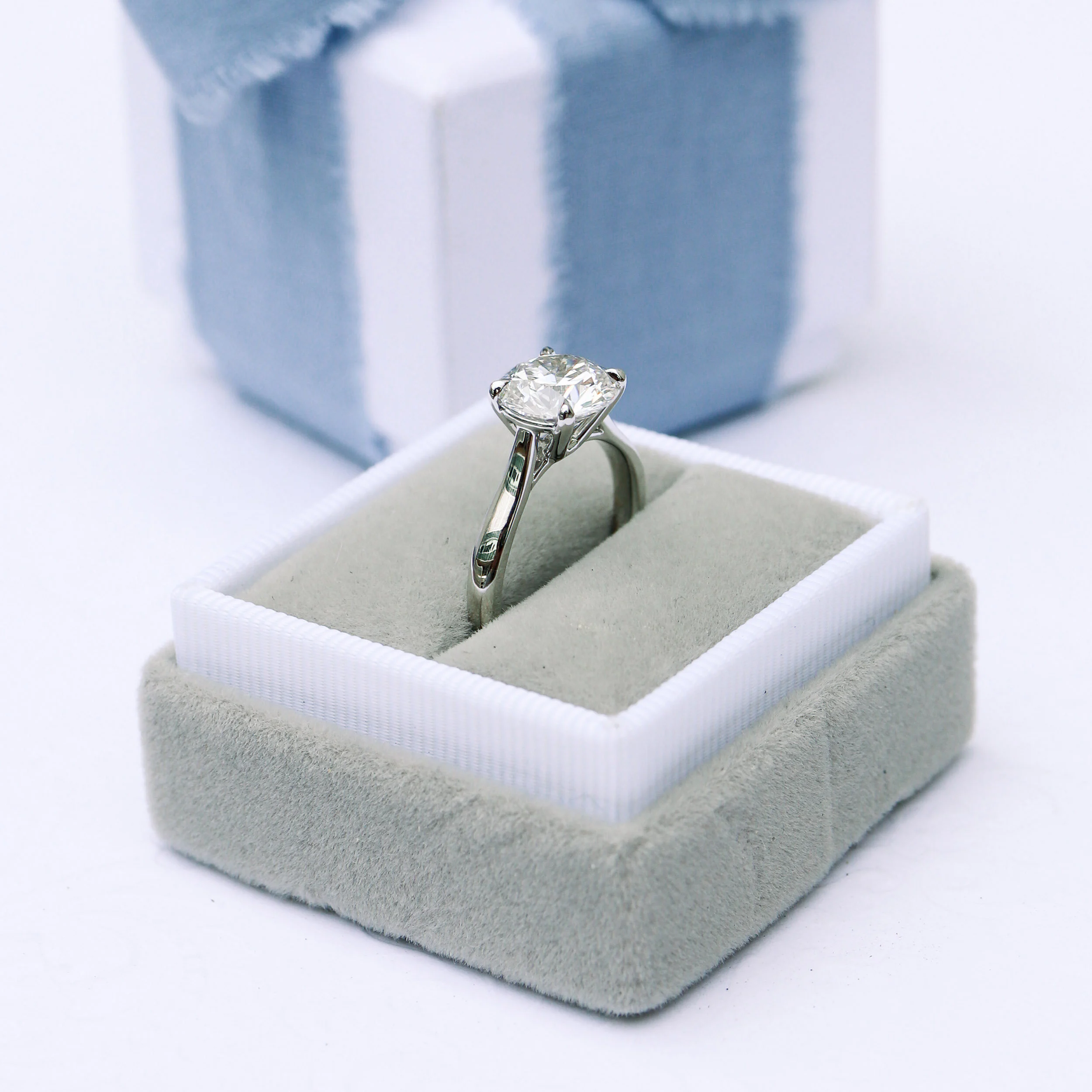 Open Tapered Cathedral Solitaire Diamond Engagement Ring