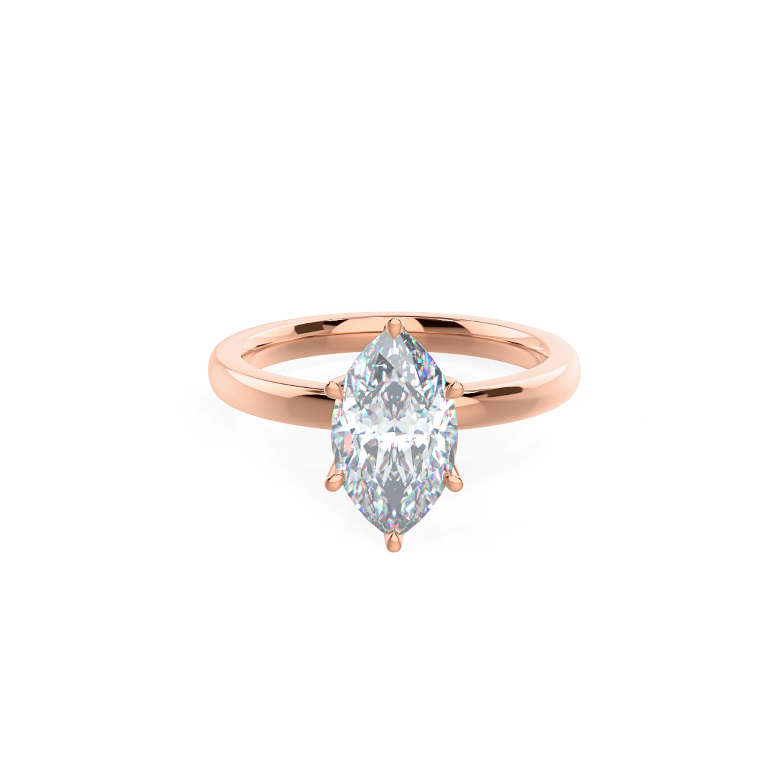 Ada Diamonds Lab Diamond Marquise Solitaire Engagement Ring In Rose Gold Rendering Front View Design AD226