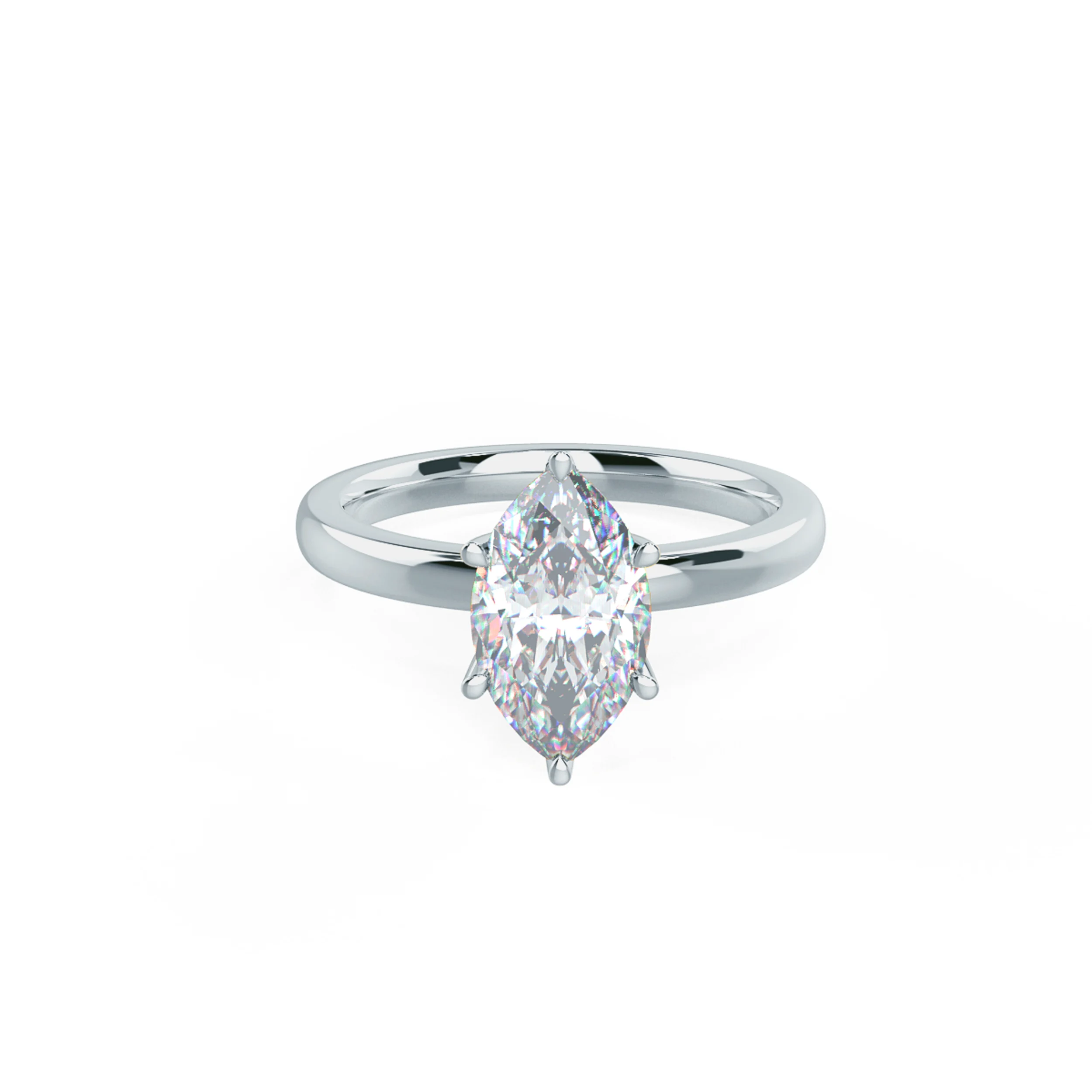 Ada Diamonds Lab Diamond Marquise Solitaire Engagement Ring In Platinum Rendering Front View Design AD226