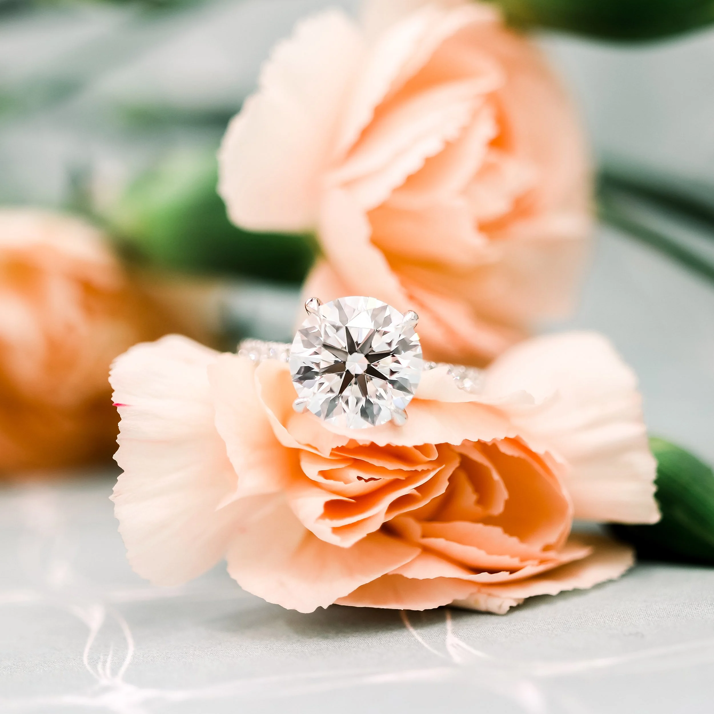 platinum pave engagement ring with lab diamond