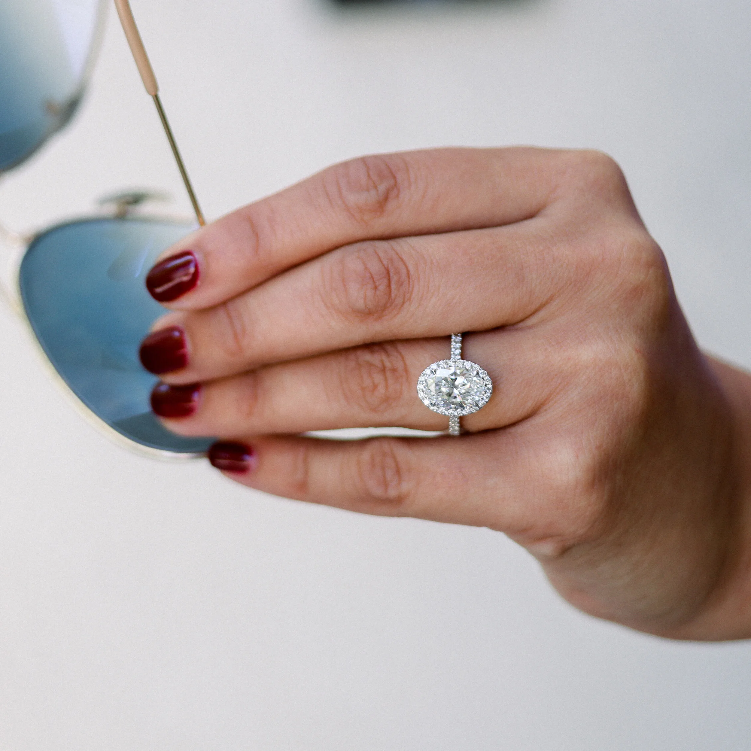 2.50 Carat Oval Halo Lab Diamond Engagement Ring Design AD-156