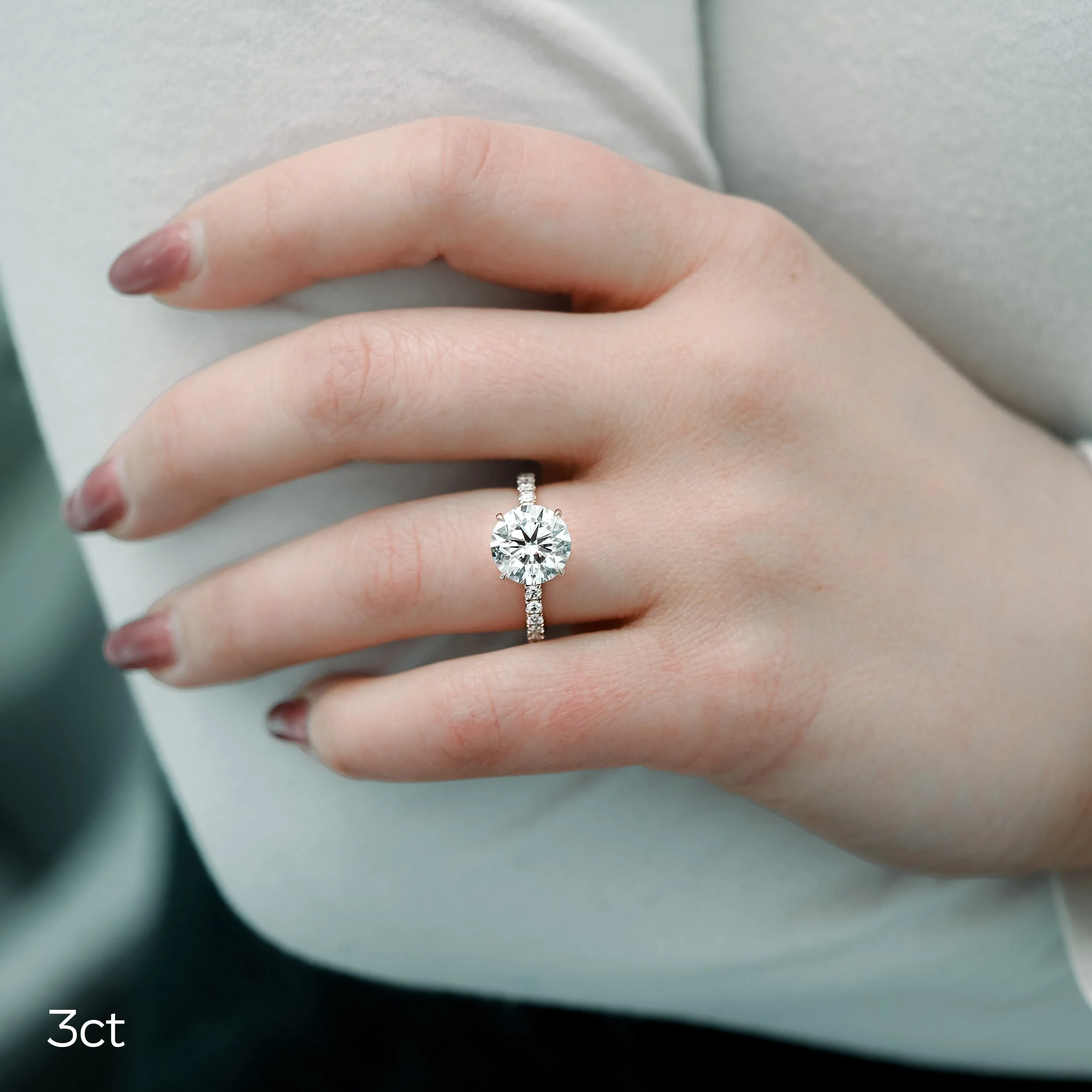 3ct lab diamond pave engagement ring