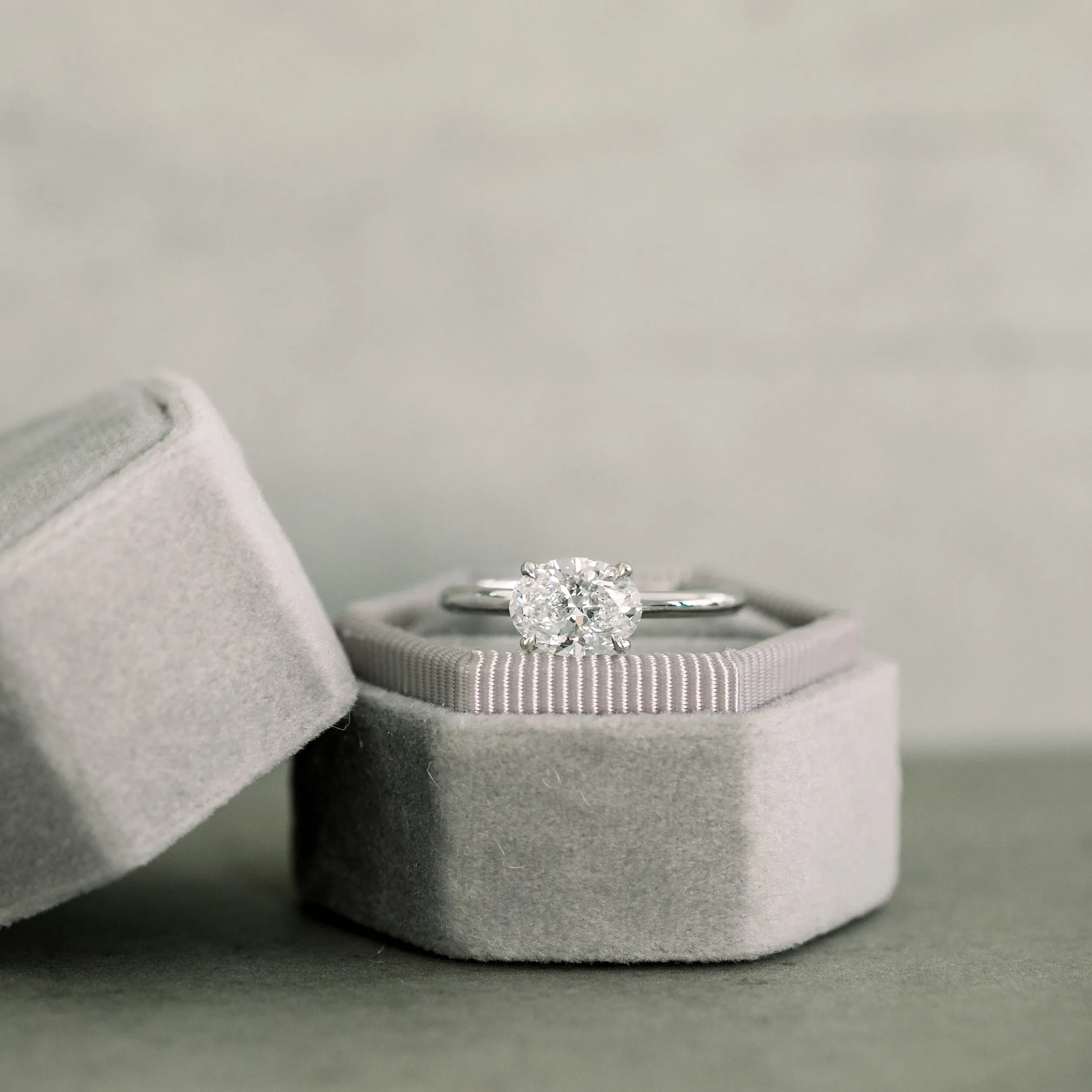 Platinum 1.5 Carat Oval East West Lab Created Diamond Solitaire Engagement Ring Ada Diamonds Design AD-371 Macro