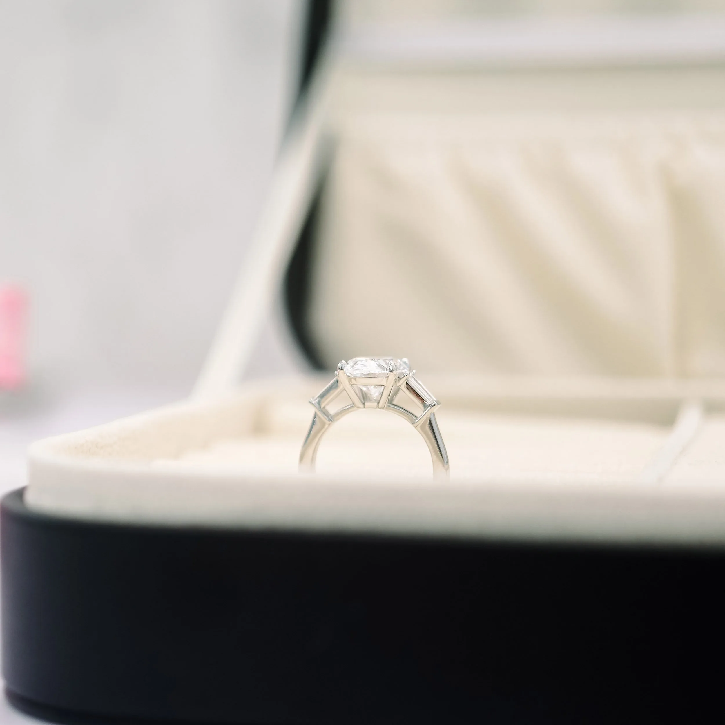 platinum oval and baguette three stone lab diamond engagement ring ada diamonds design ad 459 profile