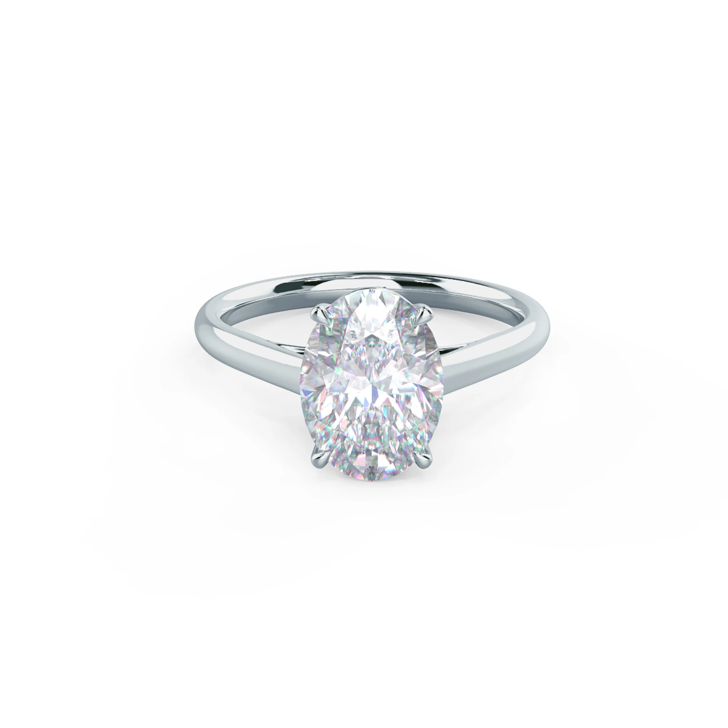 Oval Cathedral Solitaire Diamond Engagement Ring