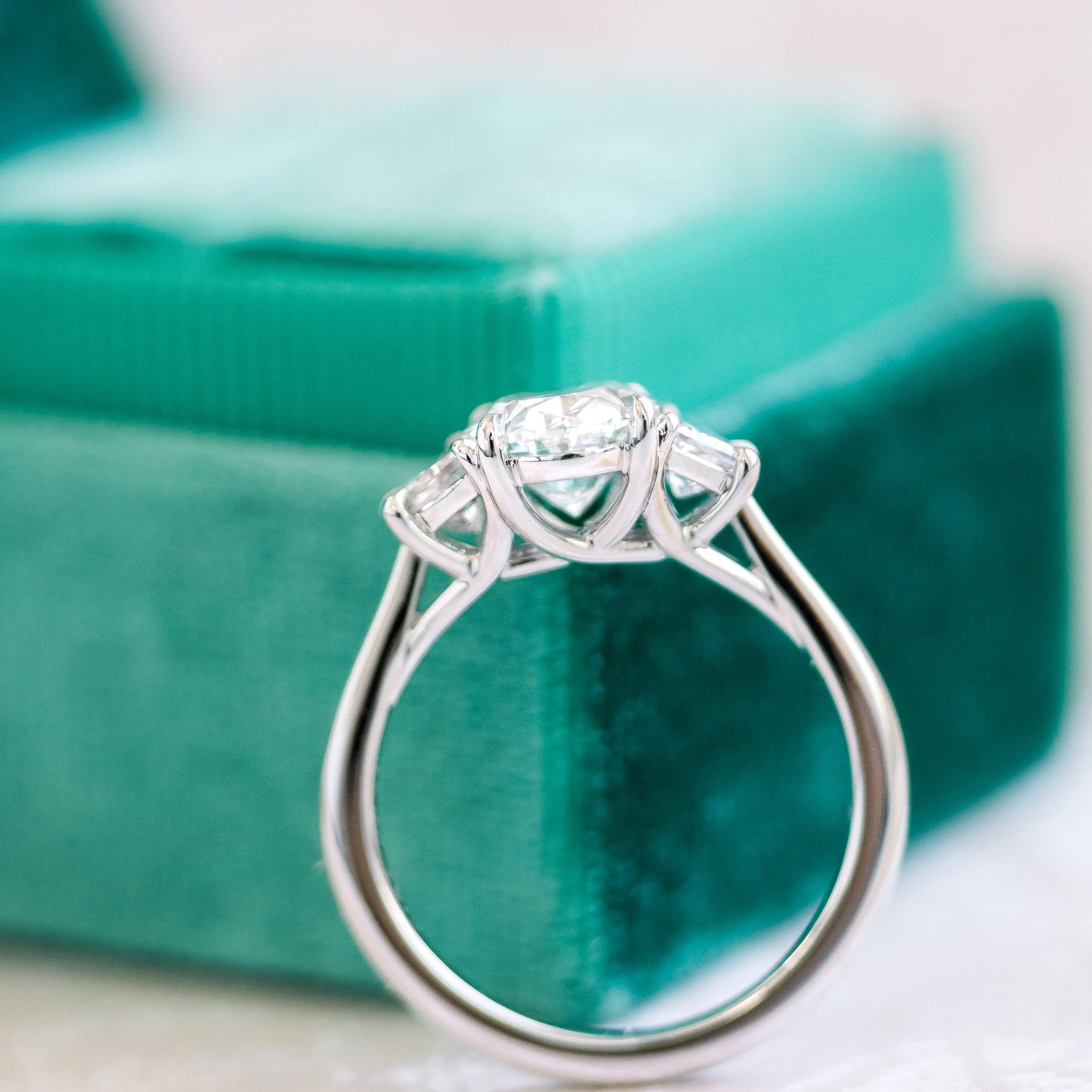 2.5 carat oval and trapezoid three stone lab diamond ring white gold ada diamonds design ad 462