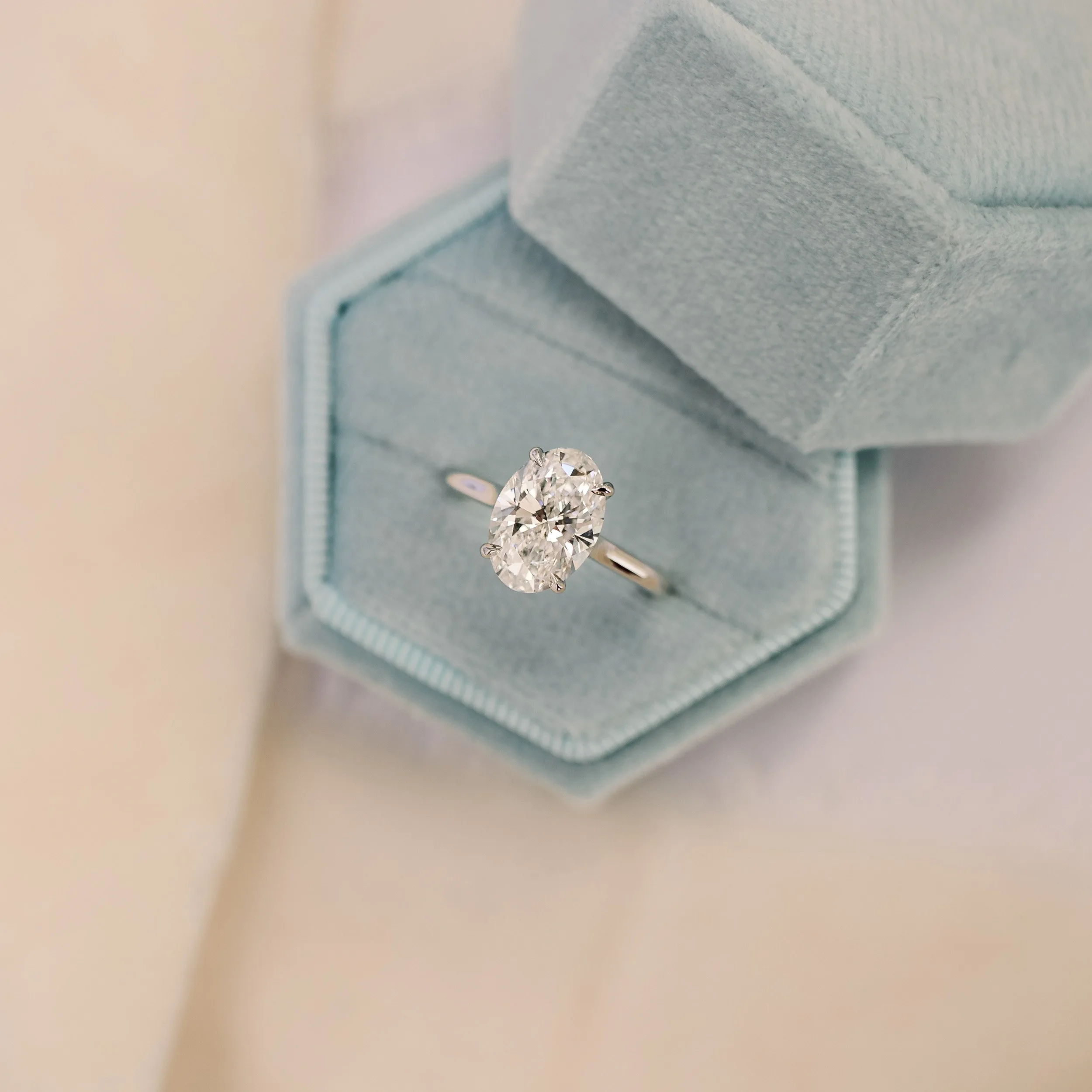 Platinum 2.5ct Oval Solitaire Lab Created Diamond Engagement Ring Ada Diamonds Design AD-328