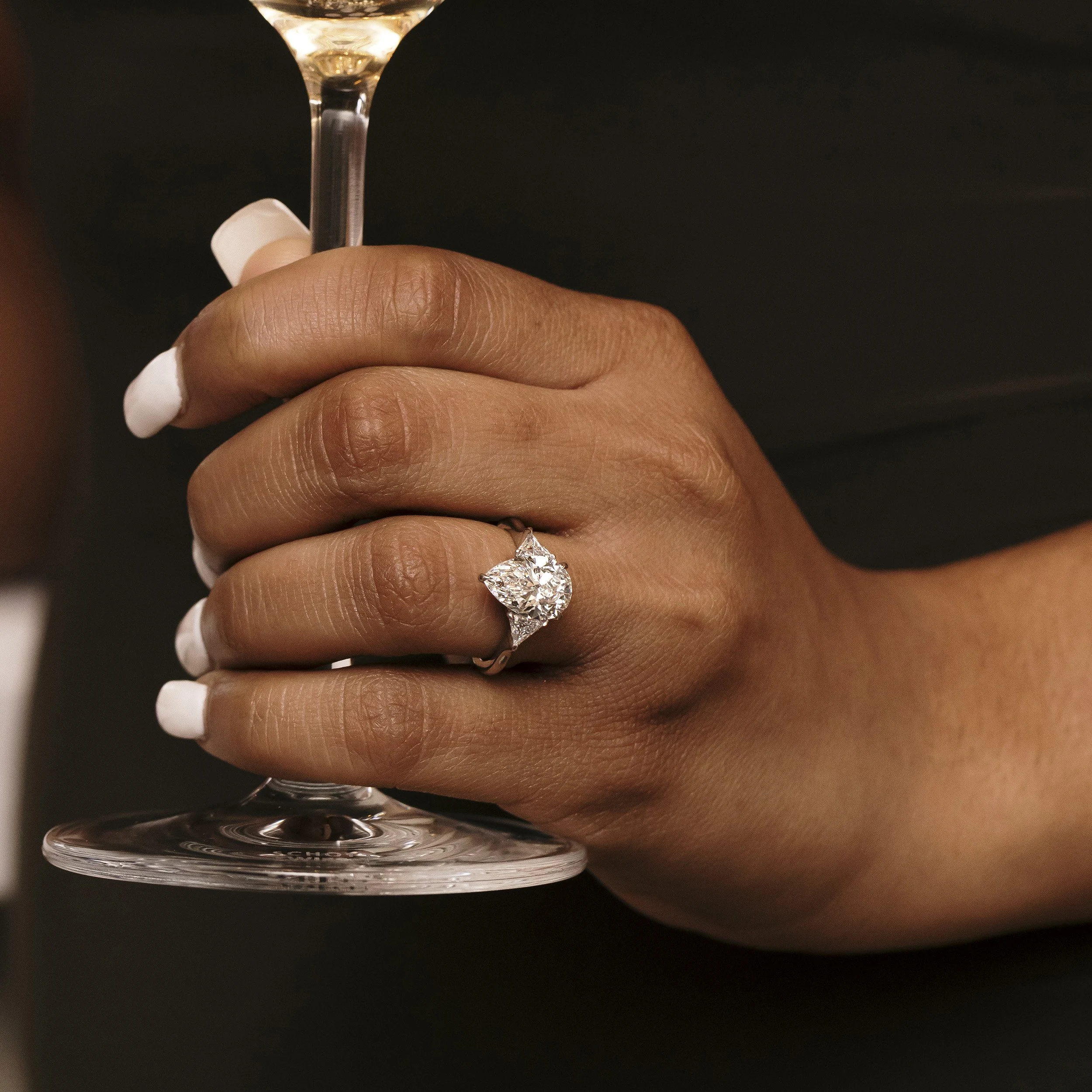 white gold pear and trillion setting engagement ring lab diamond ada diamonds design ad-496