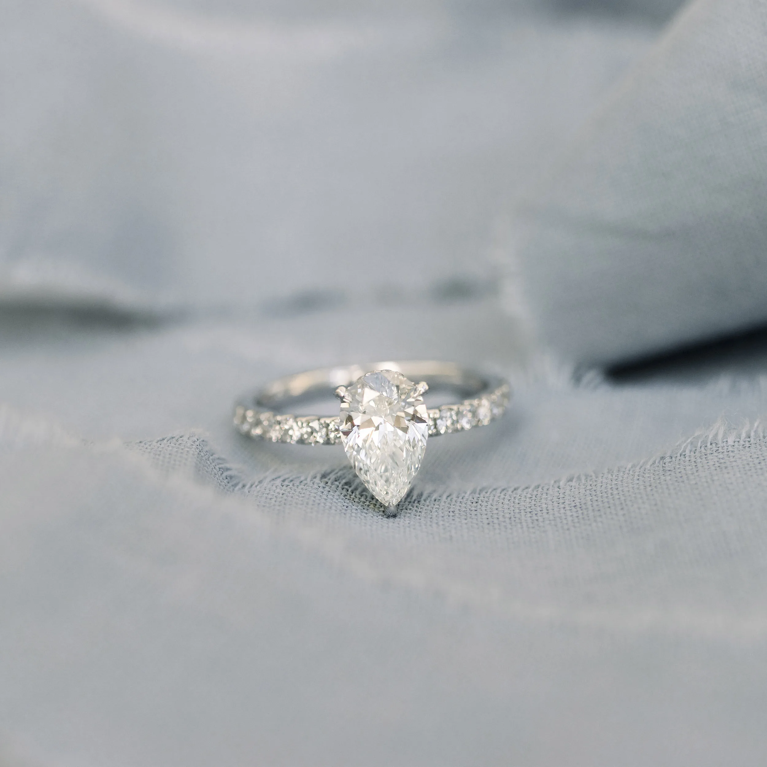 18k White Gold Pear Pavé Lab Created Diamond Engagement Ring Ada Diamonds Design AD-211 Artistic Image