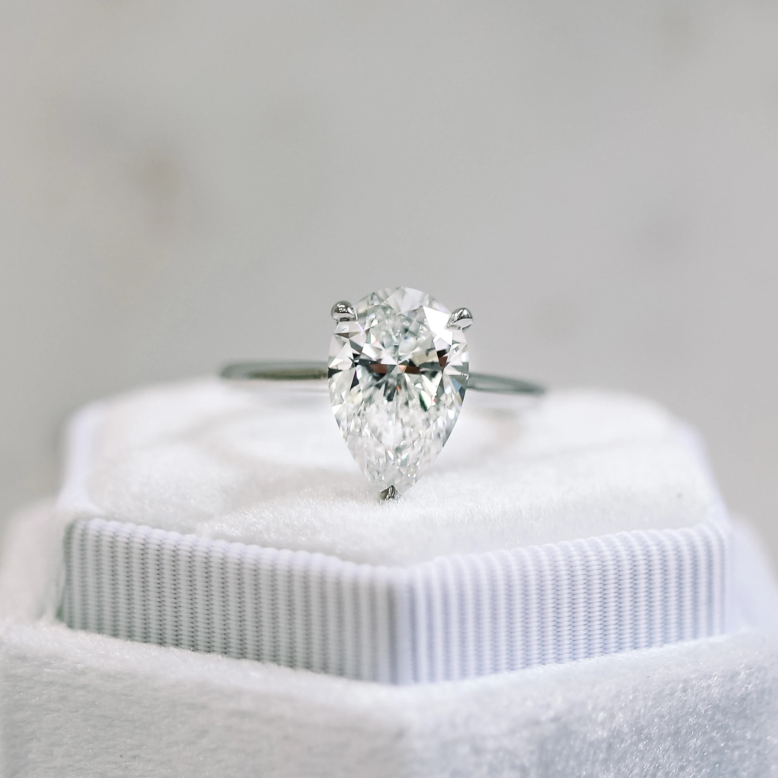 Platinum 2.5ct Pear Solitaire Ring with Lab Diamond Ada Diamonds Design AD-339 Macro