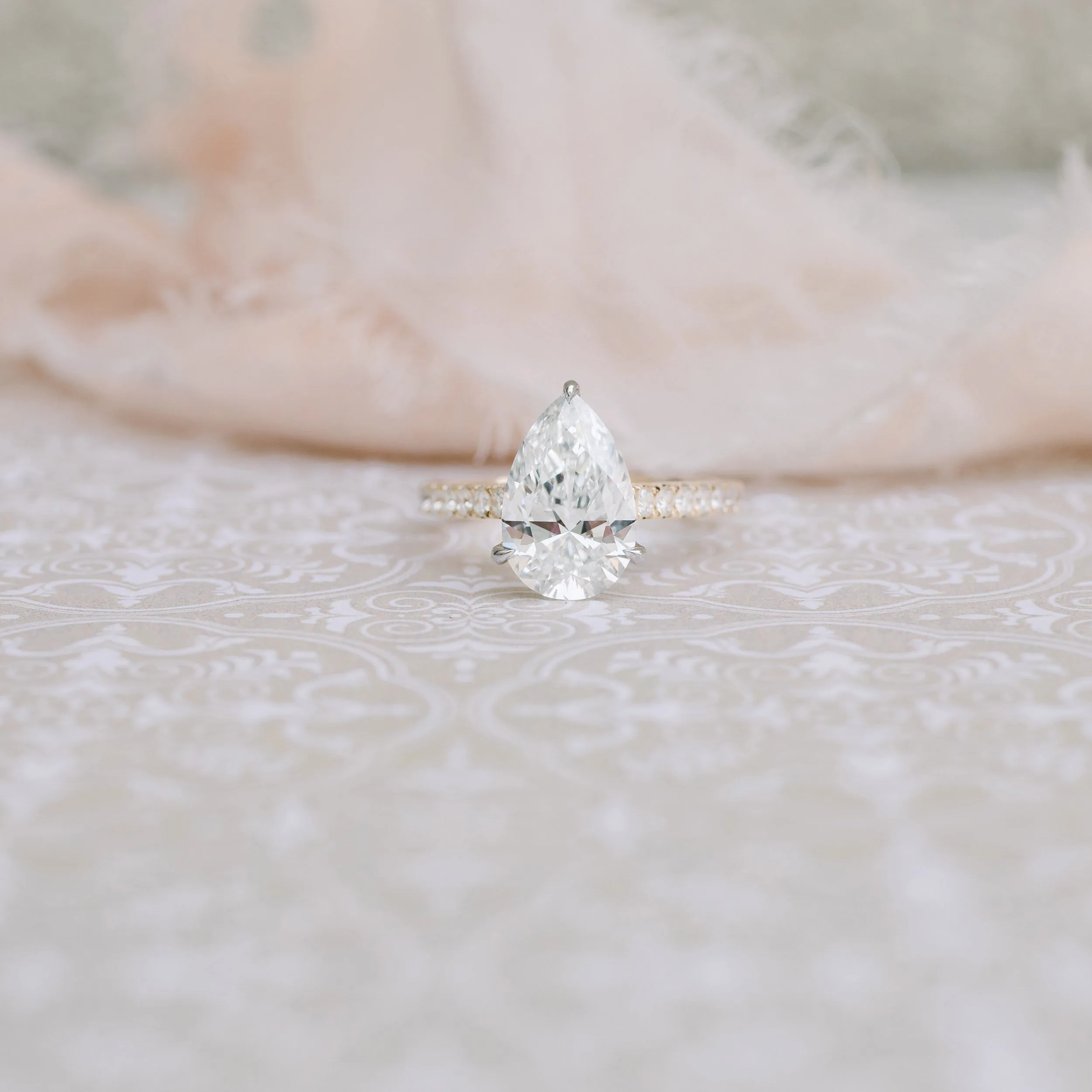 Vintage Pear Shape Peacock Sapphire Engagement Ring Set Art Deco Teal  Sapphire Rose Gold Bridal Set Unique Moissanite Curved Wedding Band - Etsy