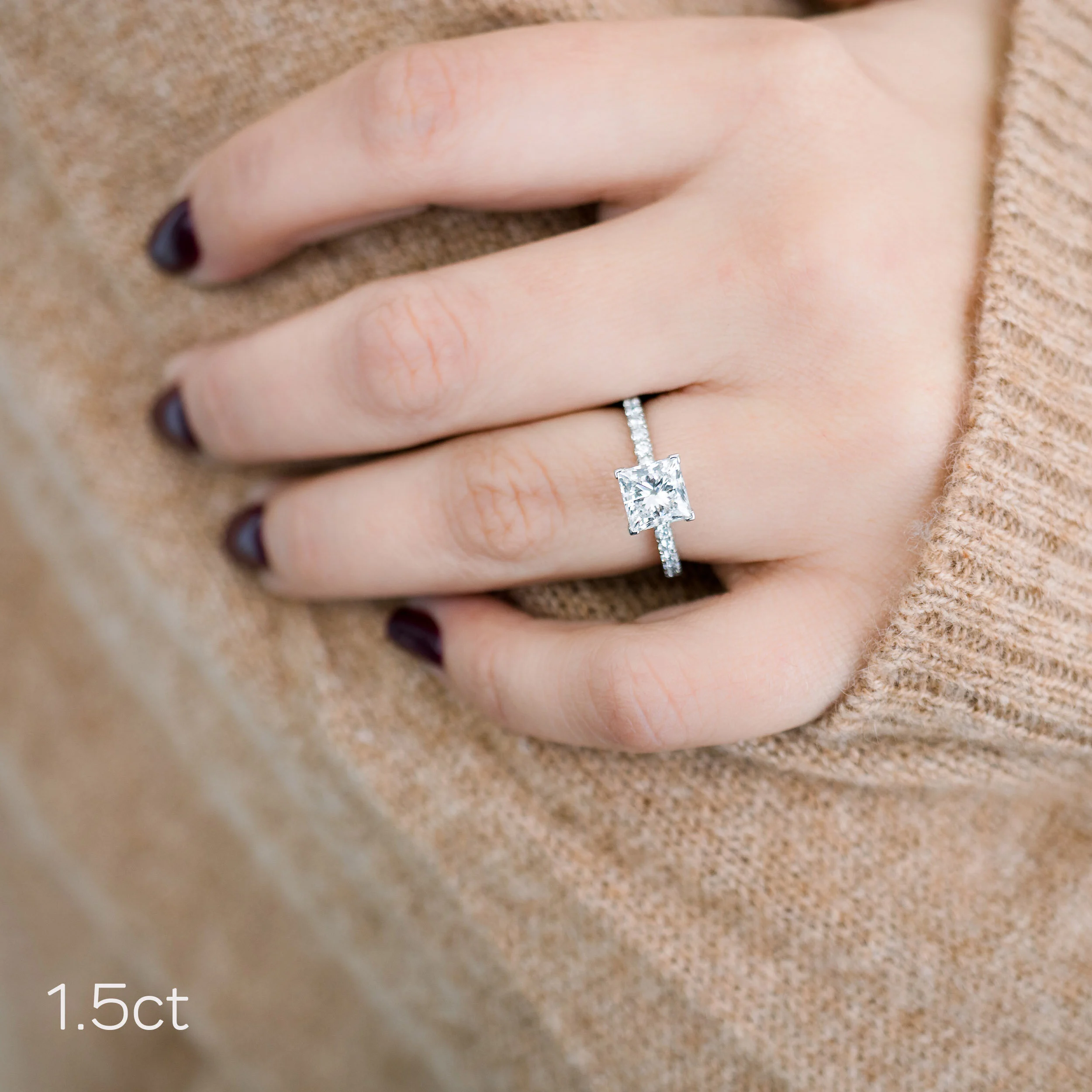 Cluster 1 Carat Princess Cut Natural Diamond Engagement Ring in 14K Go –  GEMNOMADS
