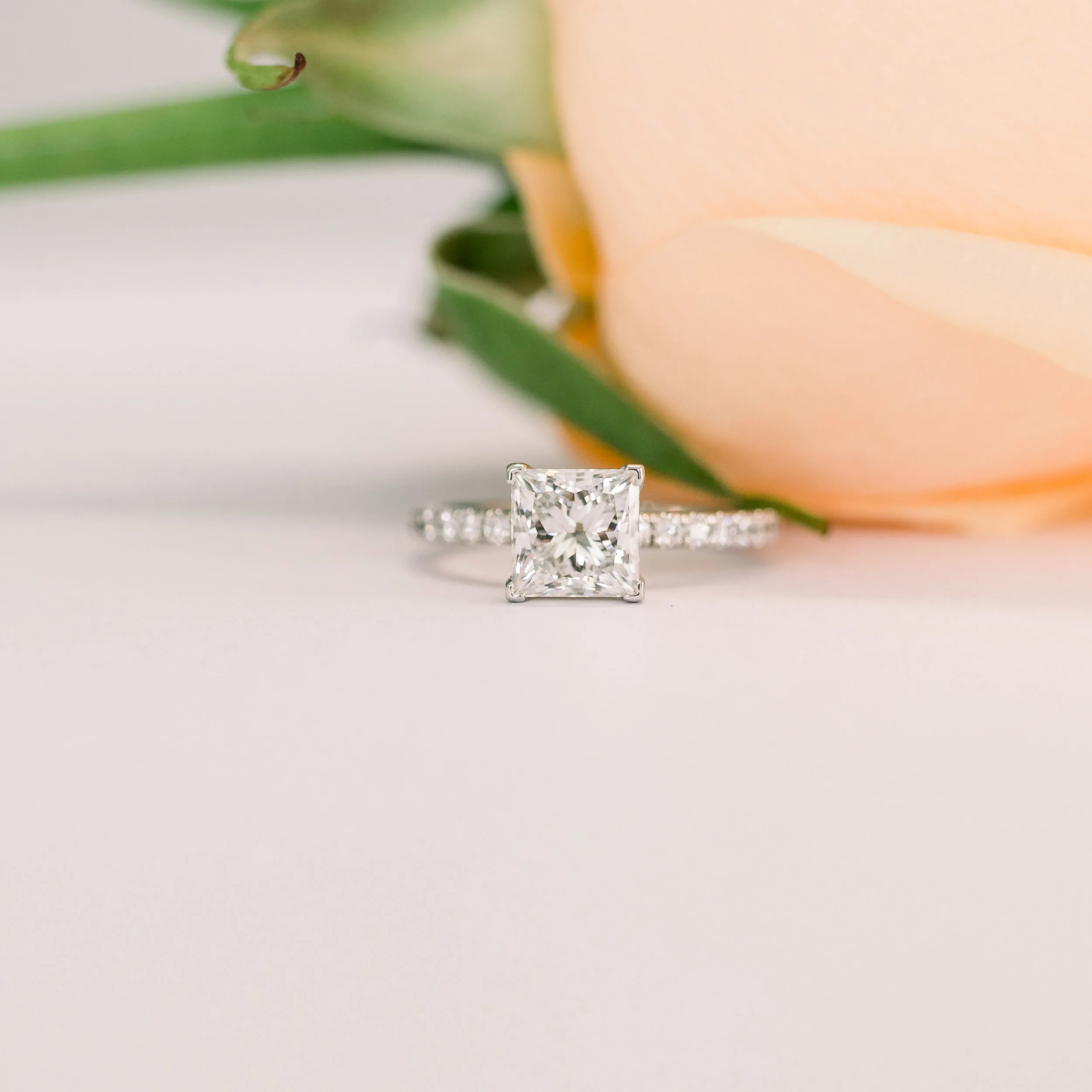 platinum lab created princess cut engagement ring