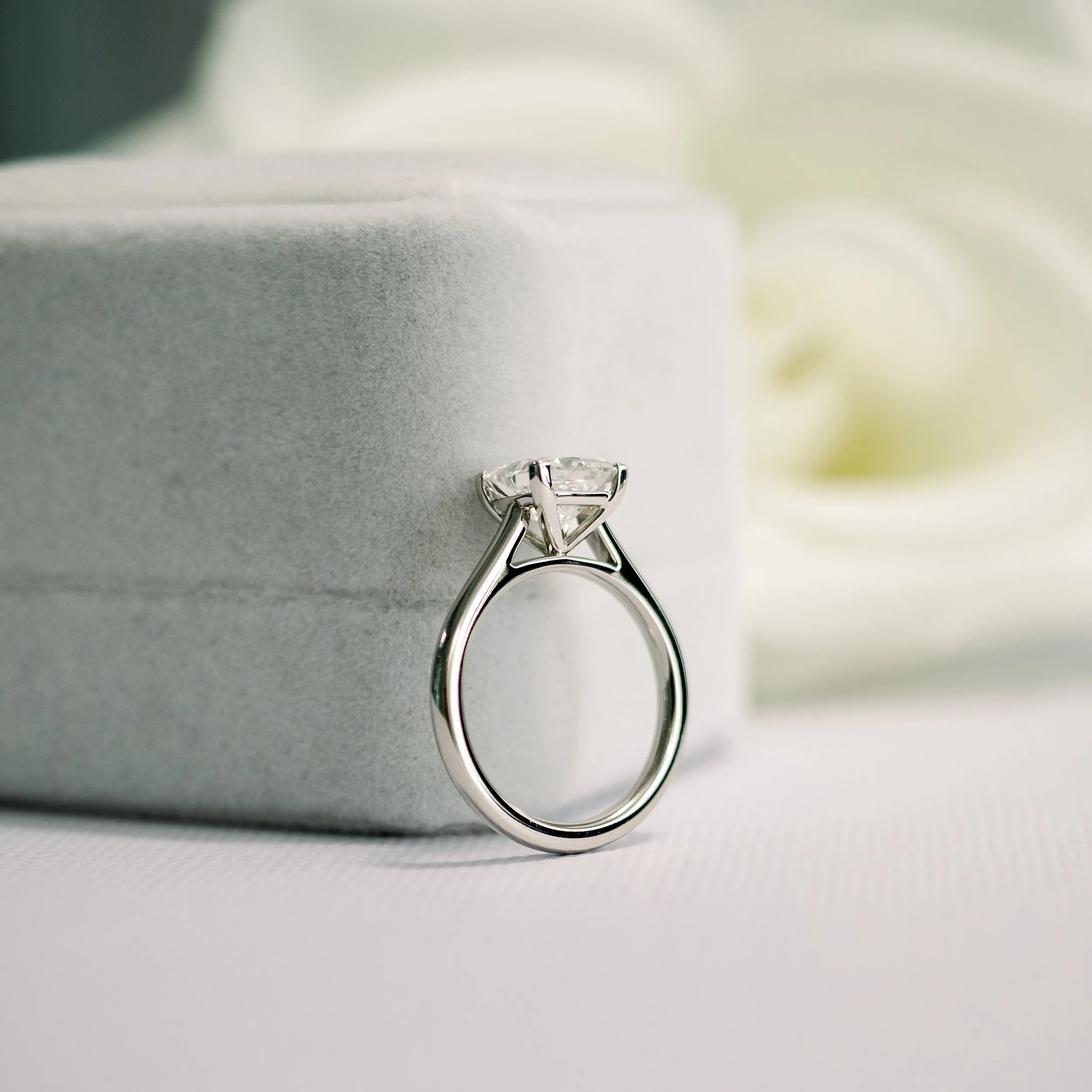 18k white gold princess cut cathedral high profile lab diamond solitaire engagement ring ada diamonds design ad 340 profile
