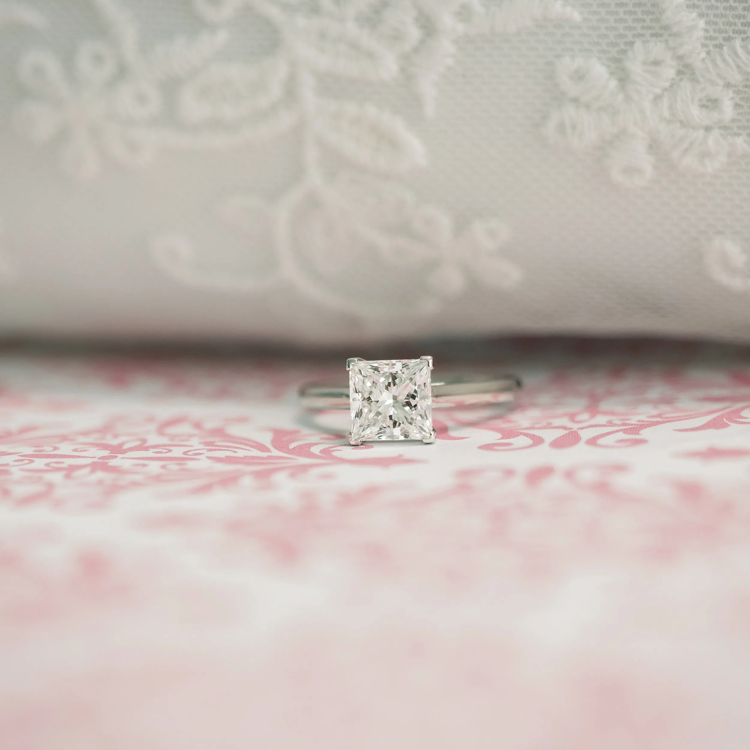 platinum 2 ct princess cut man made diamond solitaire engagement ring ada diamonds design ad340 macro