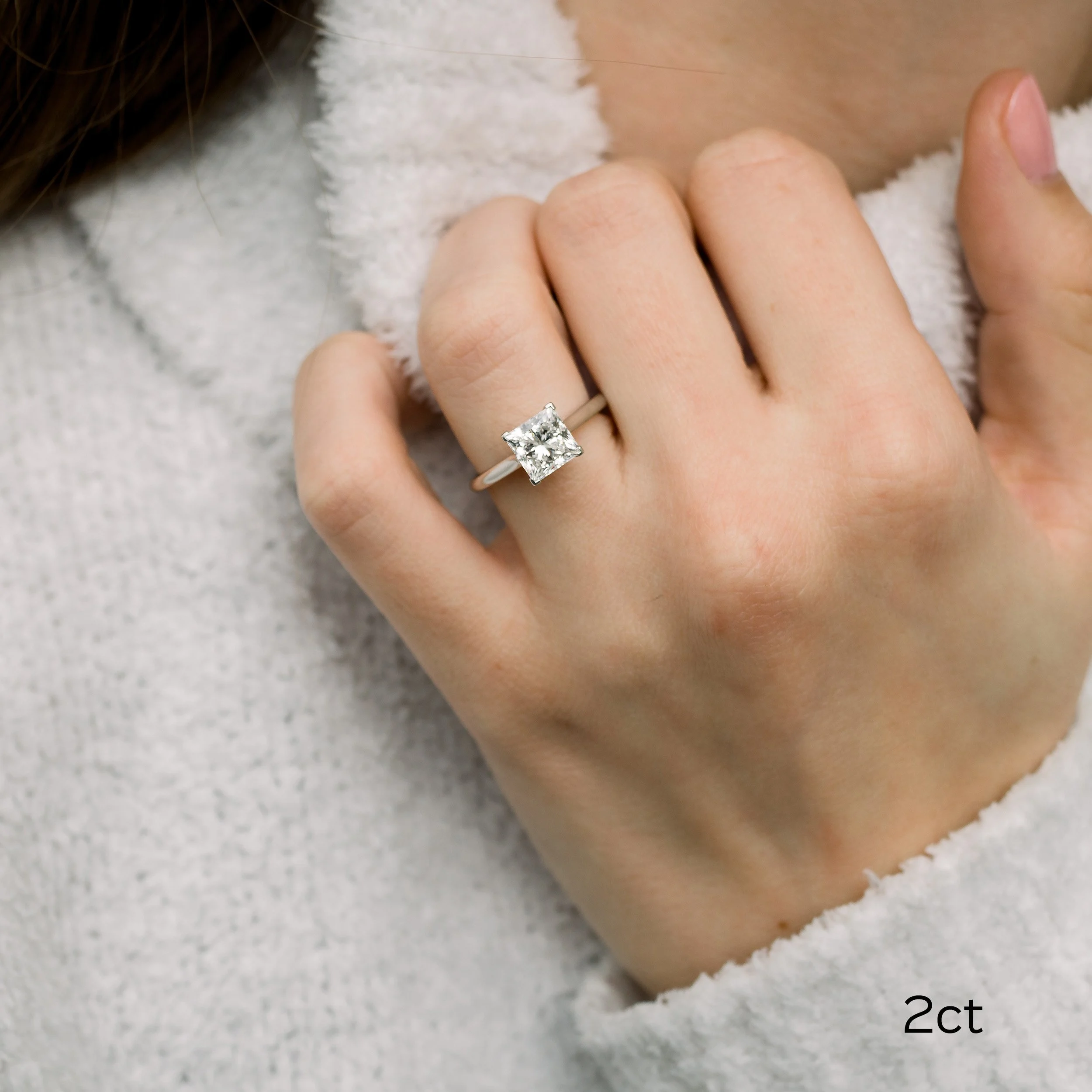 platinum 2 carat princess cut lab diamond solitaire engagement ring ada diamonds design ad 340 on model