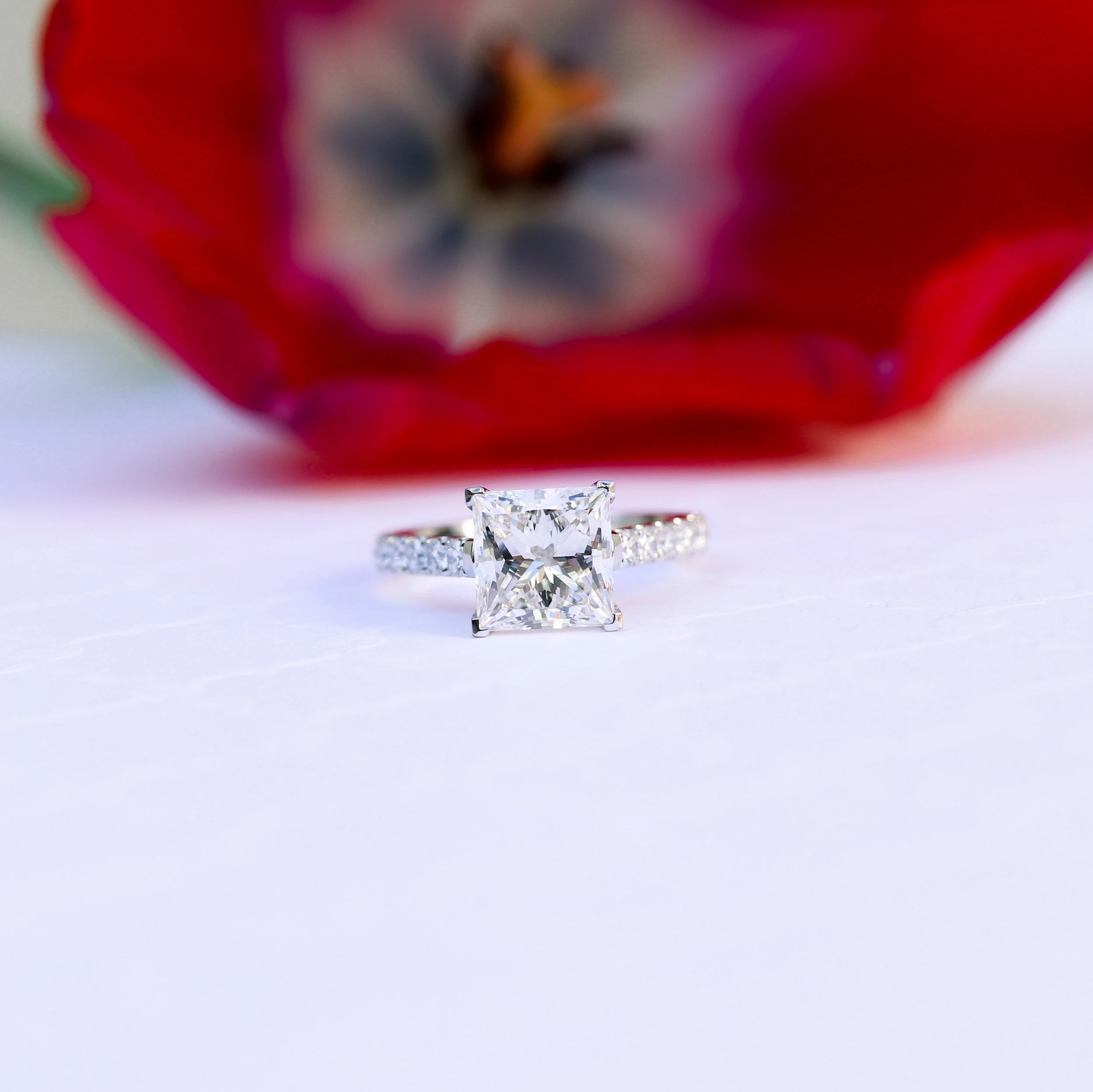Two Carat Princess Cut Pavé Lab Diamond Engagement Ring Ada Diamonds AD-150
