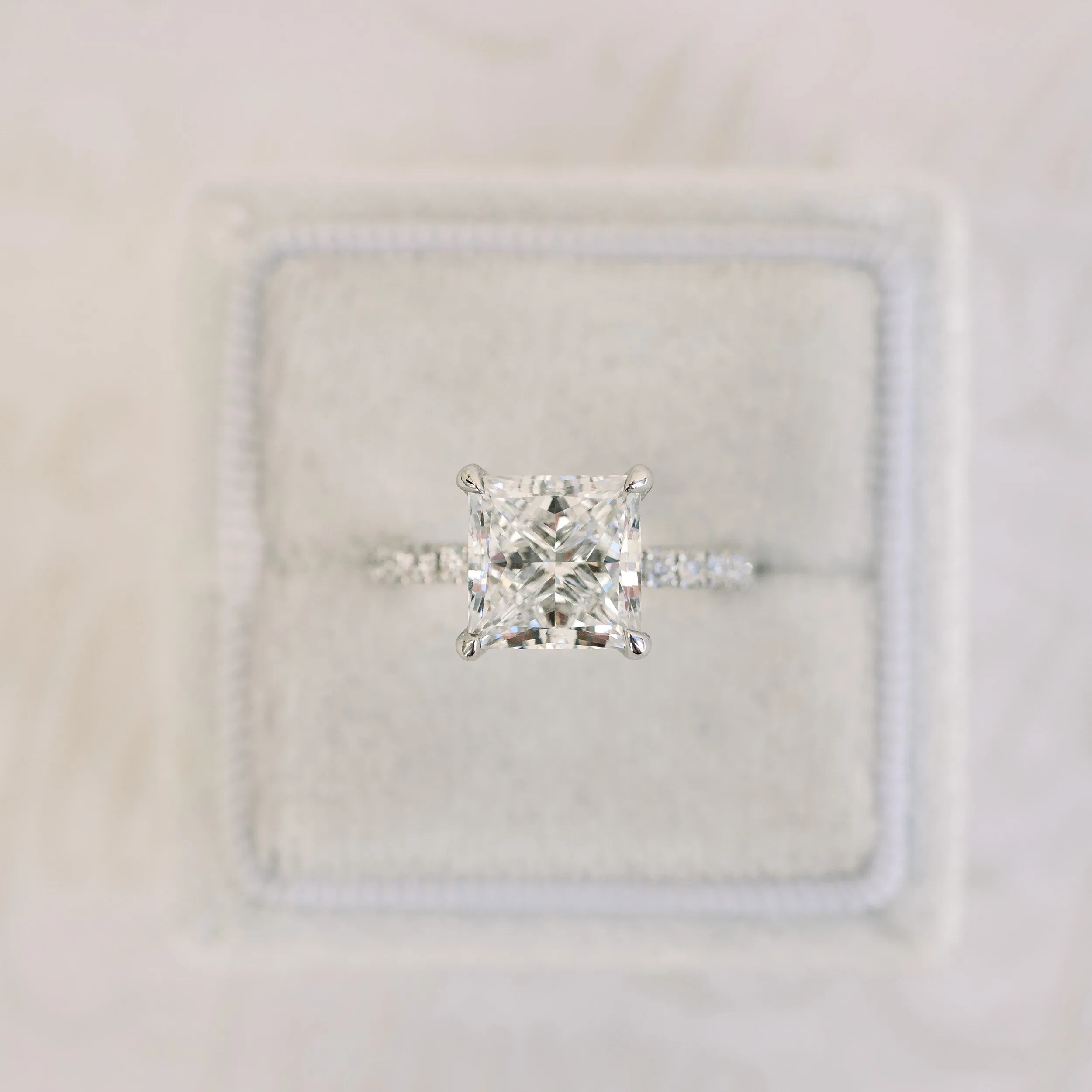 Platinum 3ct Princess Cut Classic Diamond Band Ring made with Lab Diamonds Ada Diamonds Design AD-150 in Box
