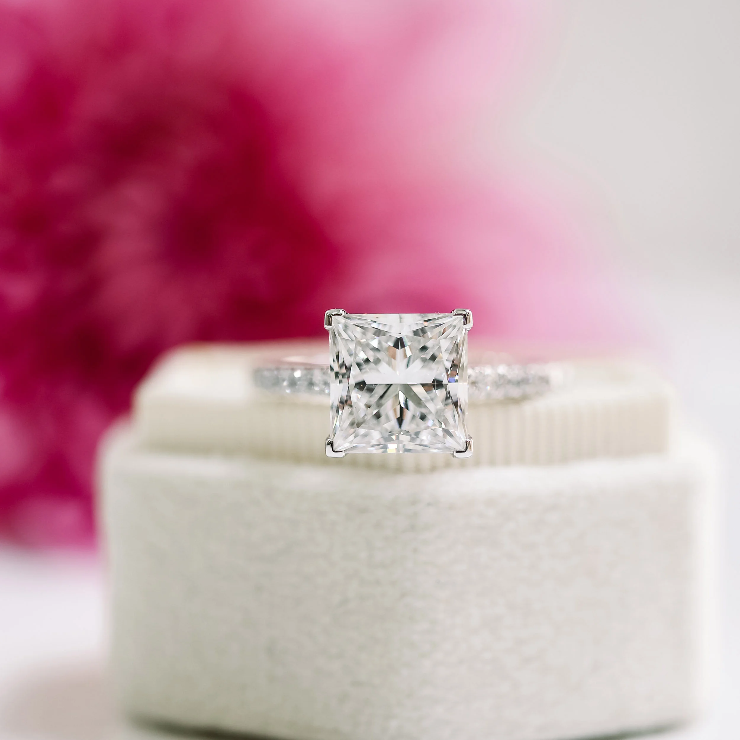 Princess Cathedral Pavé Diamond Engagement Ring