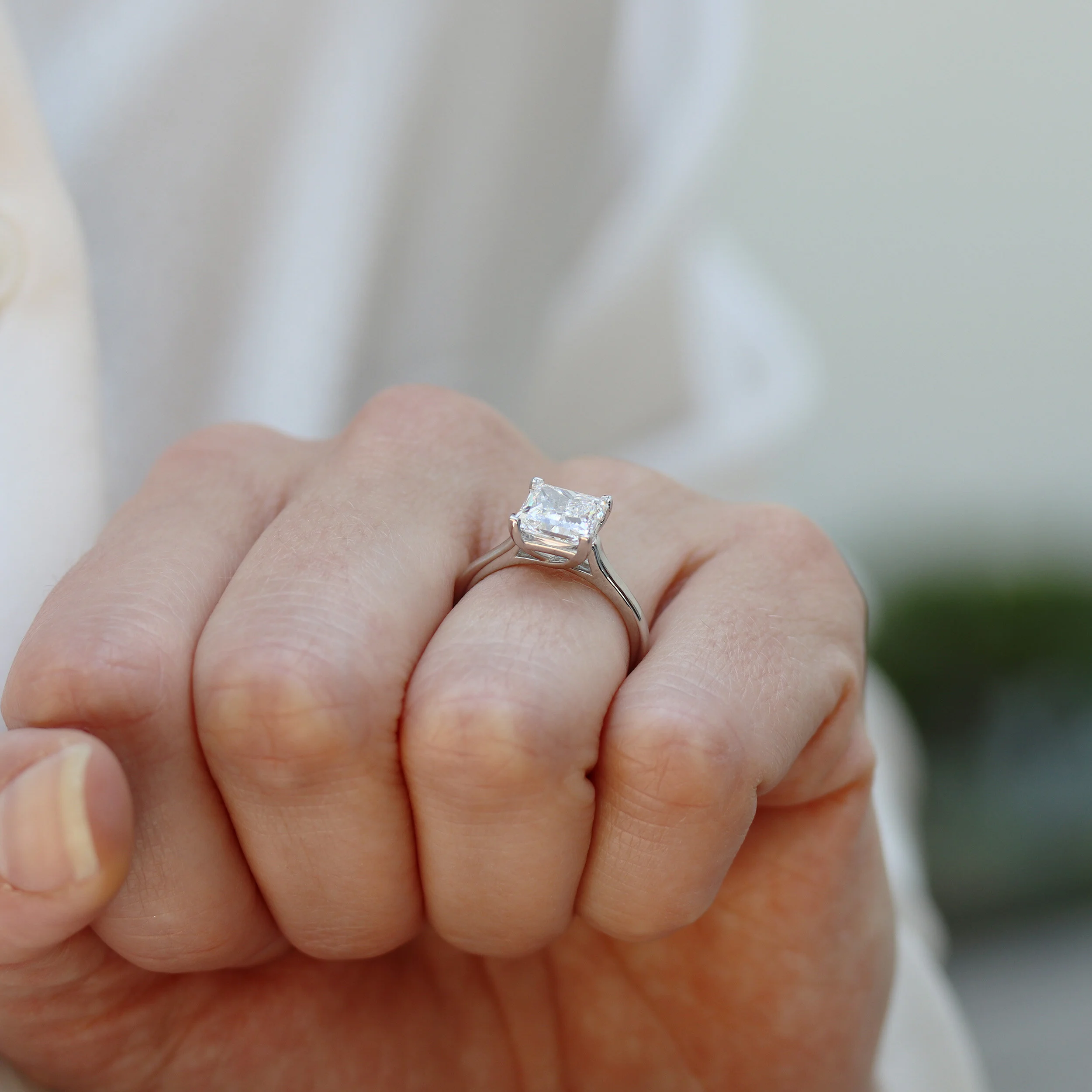 3ct Princess Cut Lab Created Diamond Solitaire Wedding Ring Ada Diamonds Design AD-342 Profile on Hand