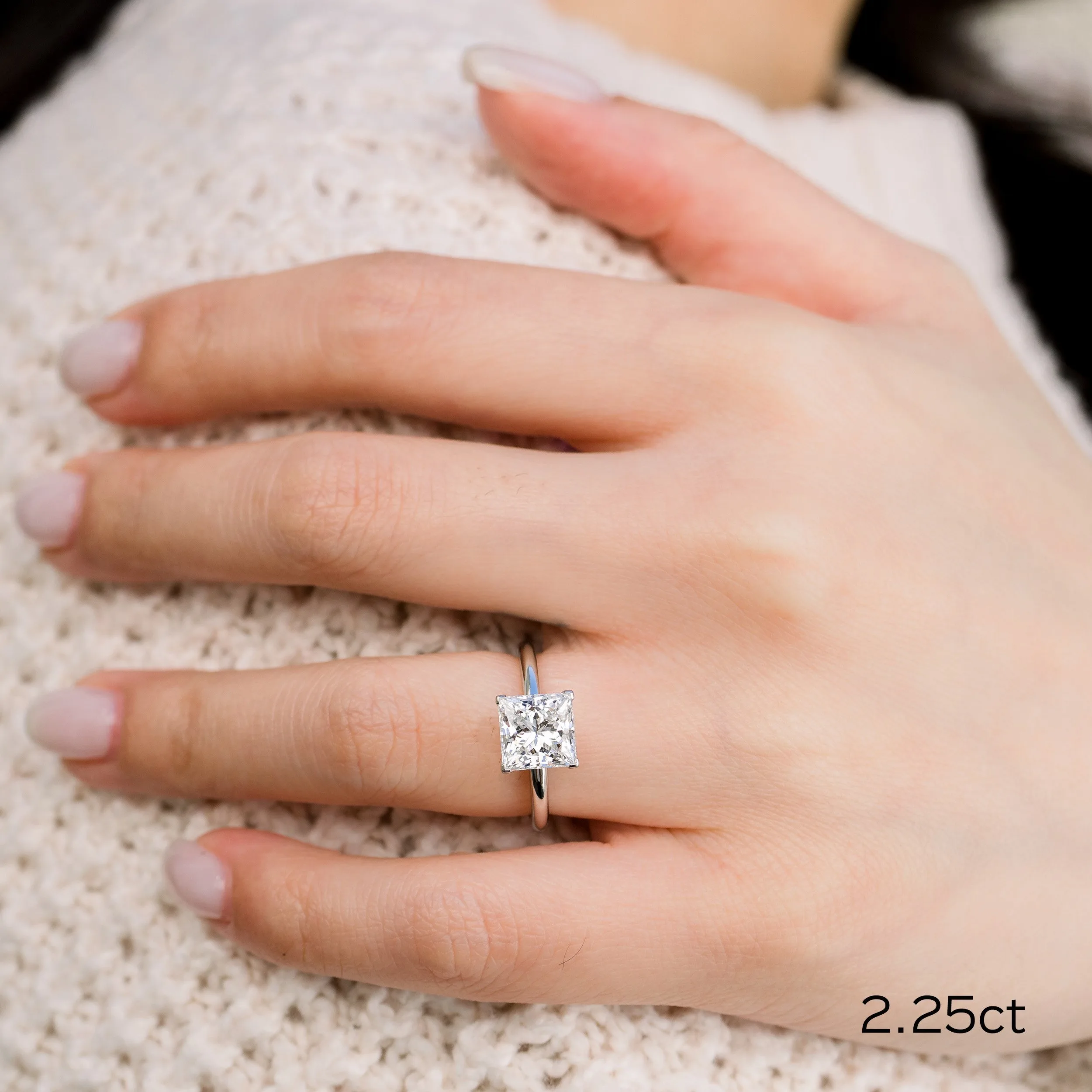 platinum 2.25ct princess cut lab diamond solitaire engagement ring ada diamonds design ad 227 on model