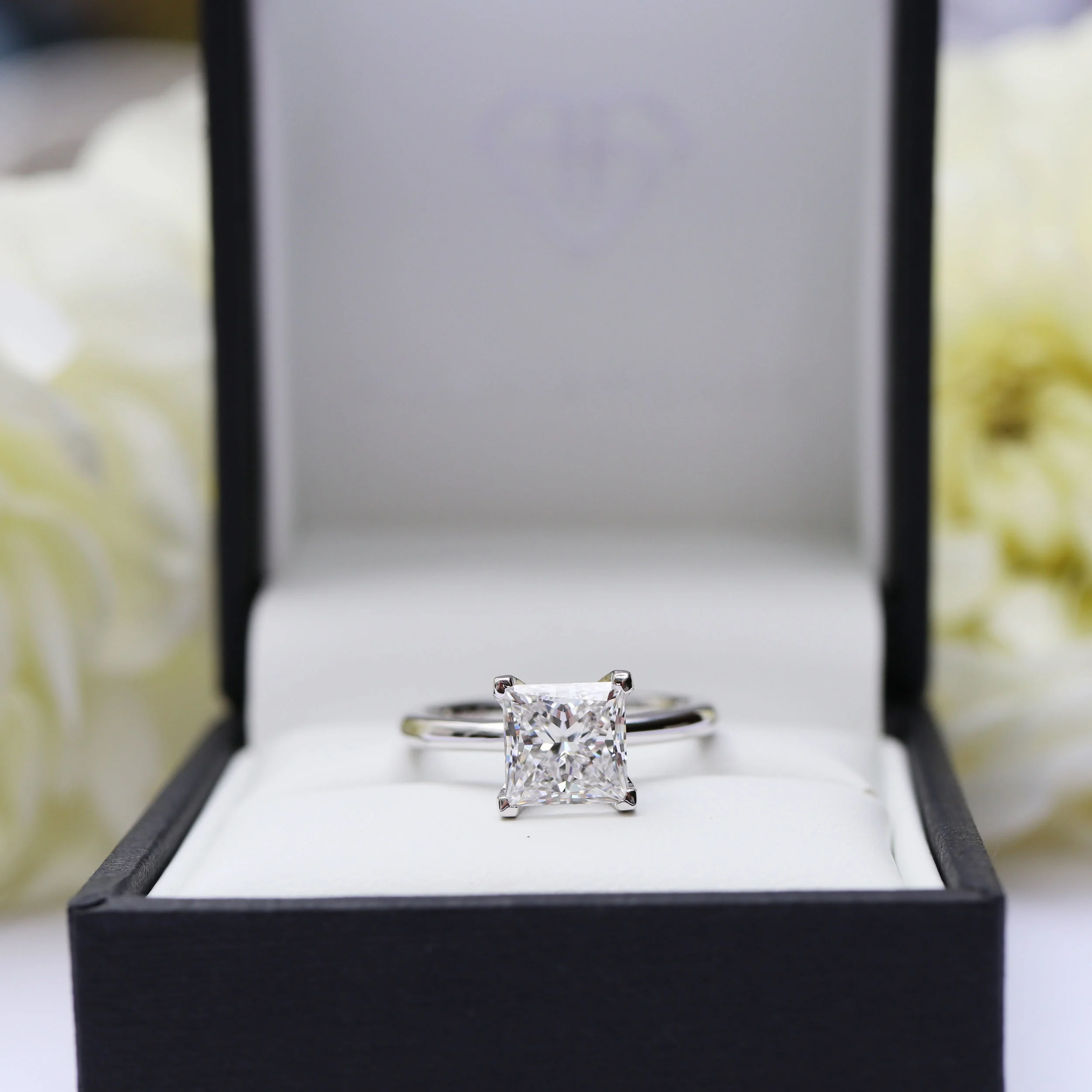 Ada Diamonds Princess Cut Solitaire Engagement Ring In Box Design AD227