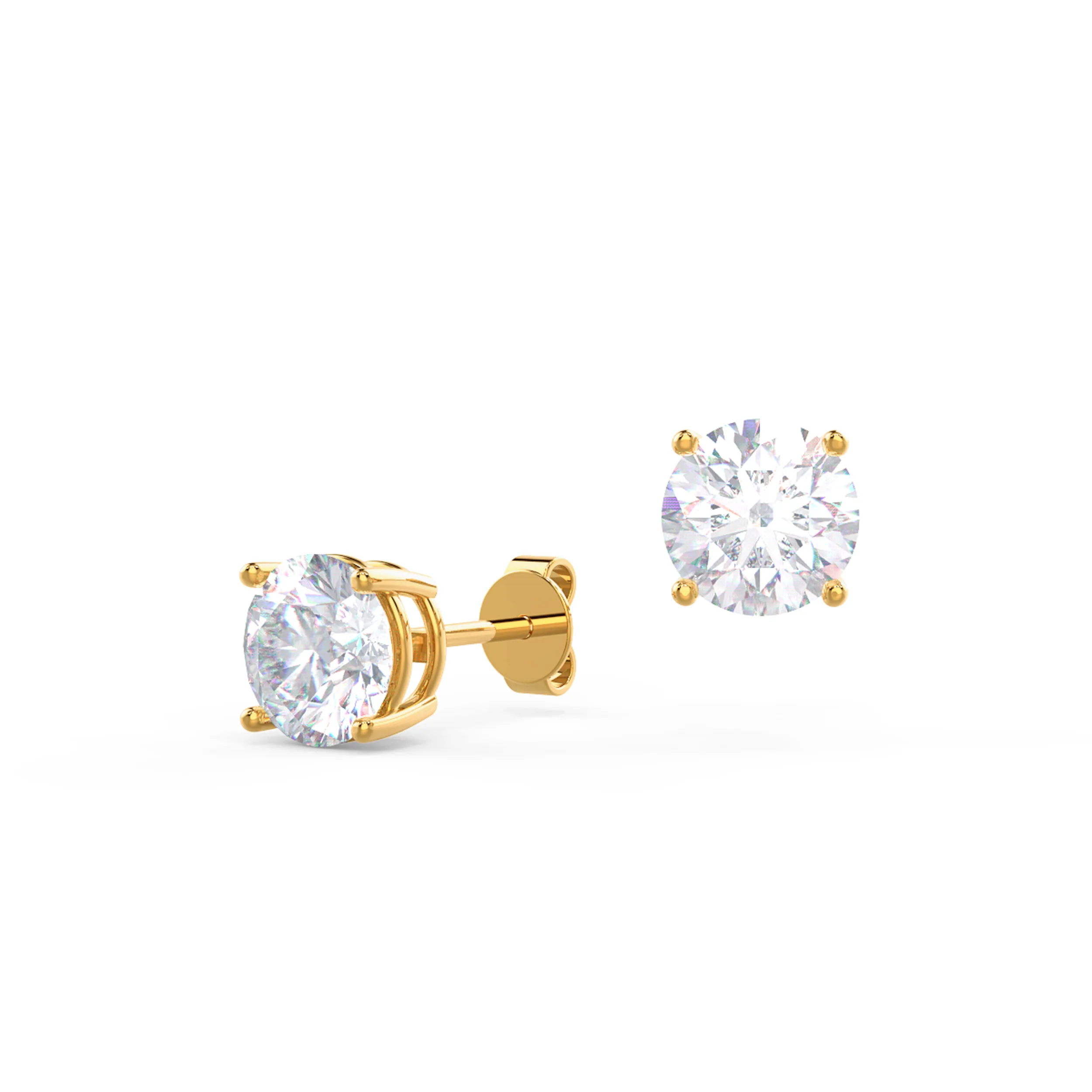 Round Stud Earrings in Yellow Gold